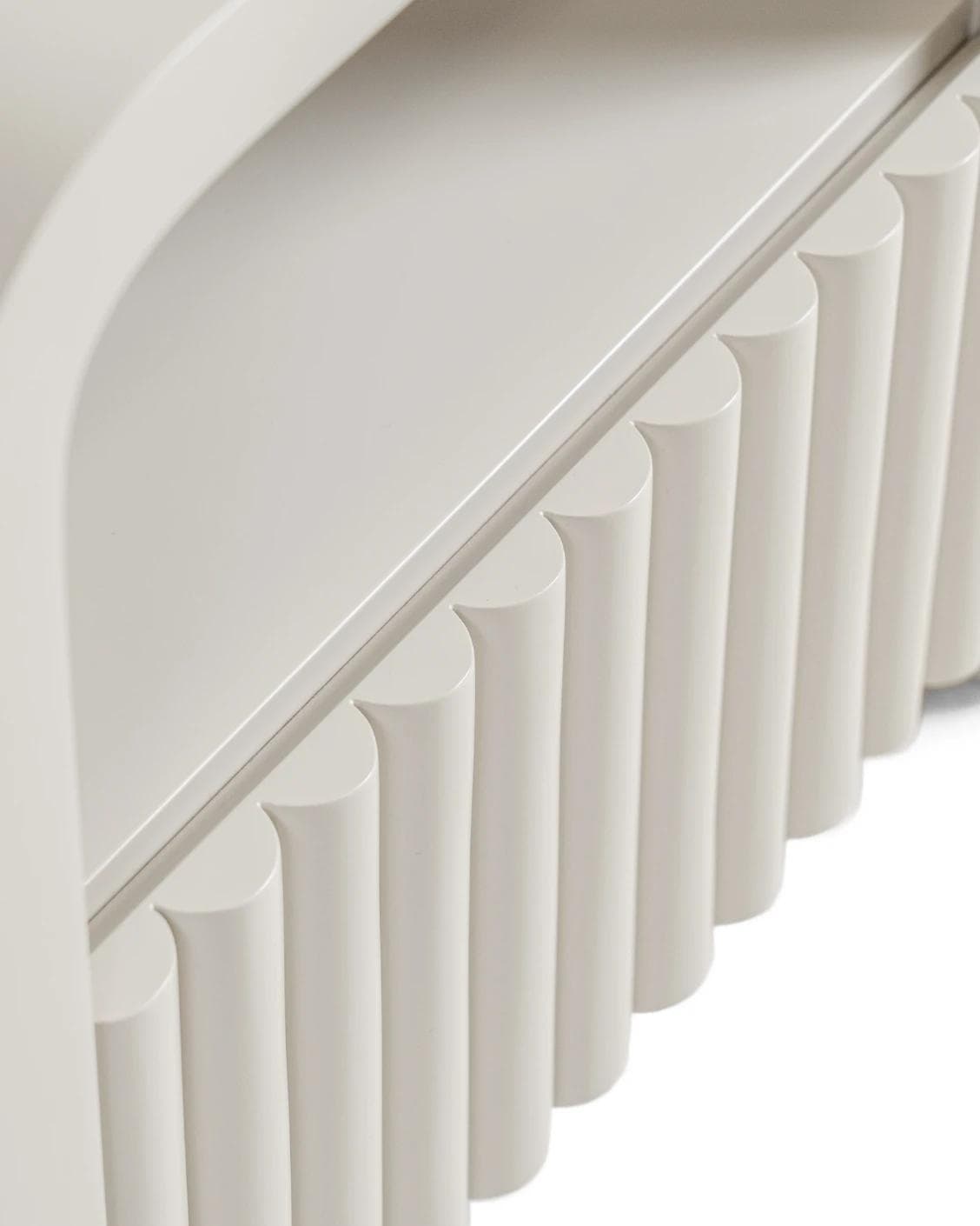 Celia nightstand in soft ivory and stone, shown in a product close-up as image 8