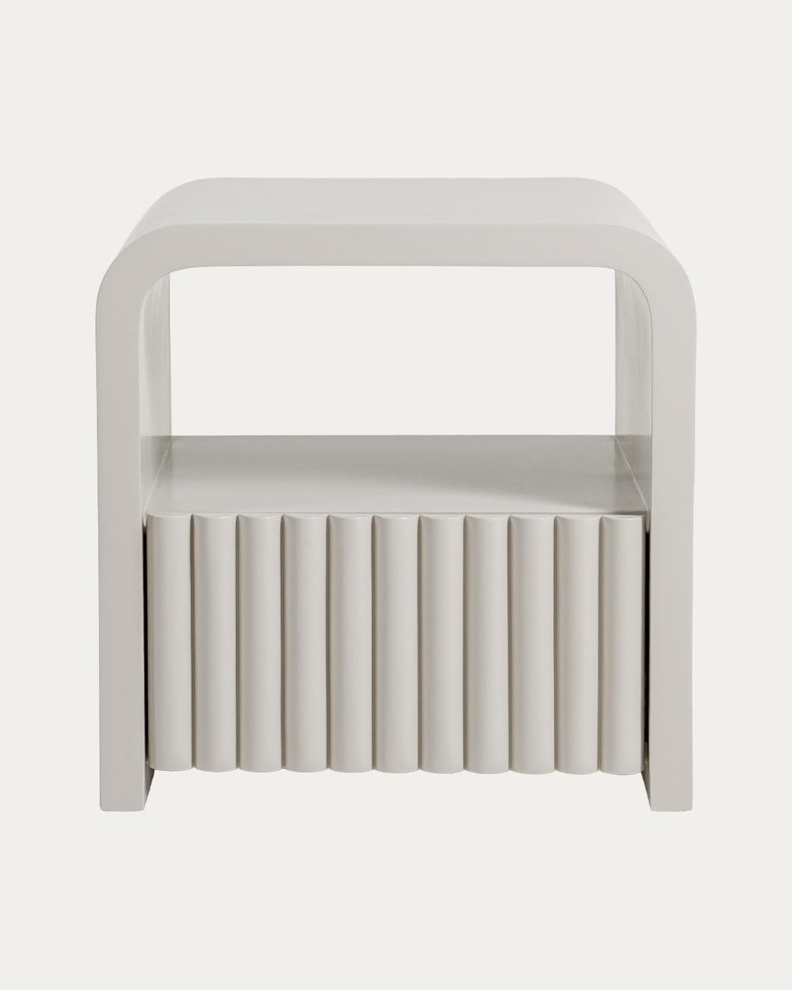 Celia nightstand in soft ivory and stone, shown in a product front view as image 1