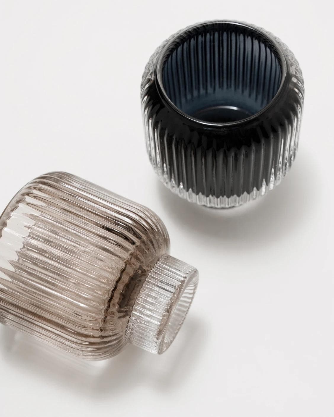 Chandelle Storms candle holders in black and taupe, shown in a product top view as image 8
