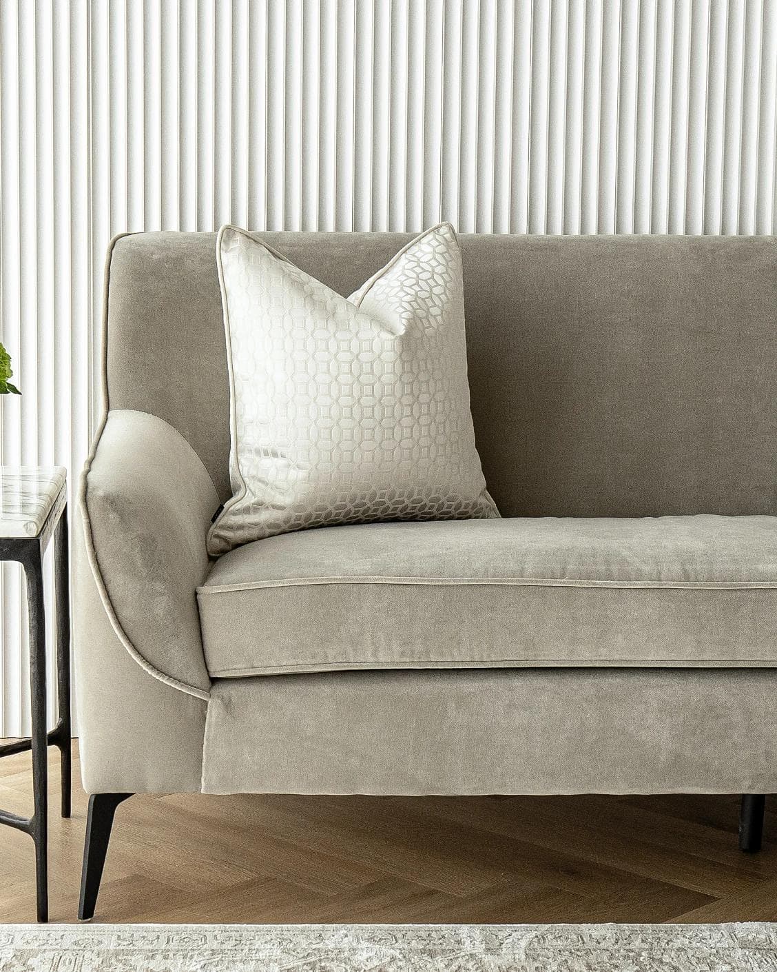 Cillian Bianca cushion in white, shown in a lifestyle front view as image 4