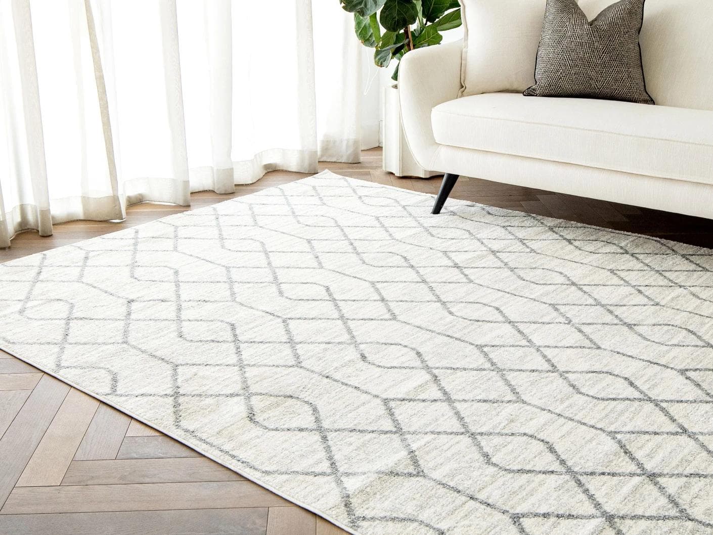 Conrad Lily carpet in ivory and grey, shown in a lifestyle right view as image 5
