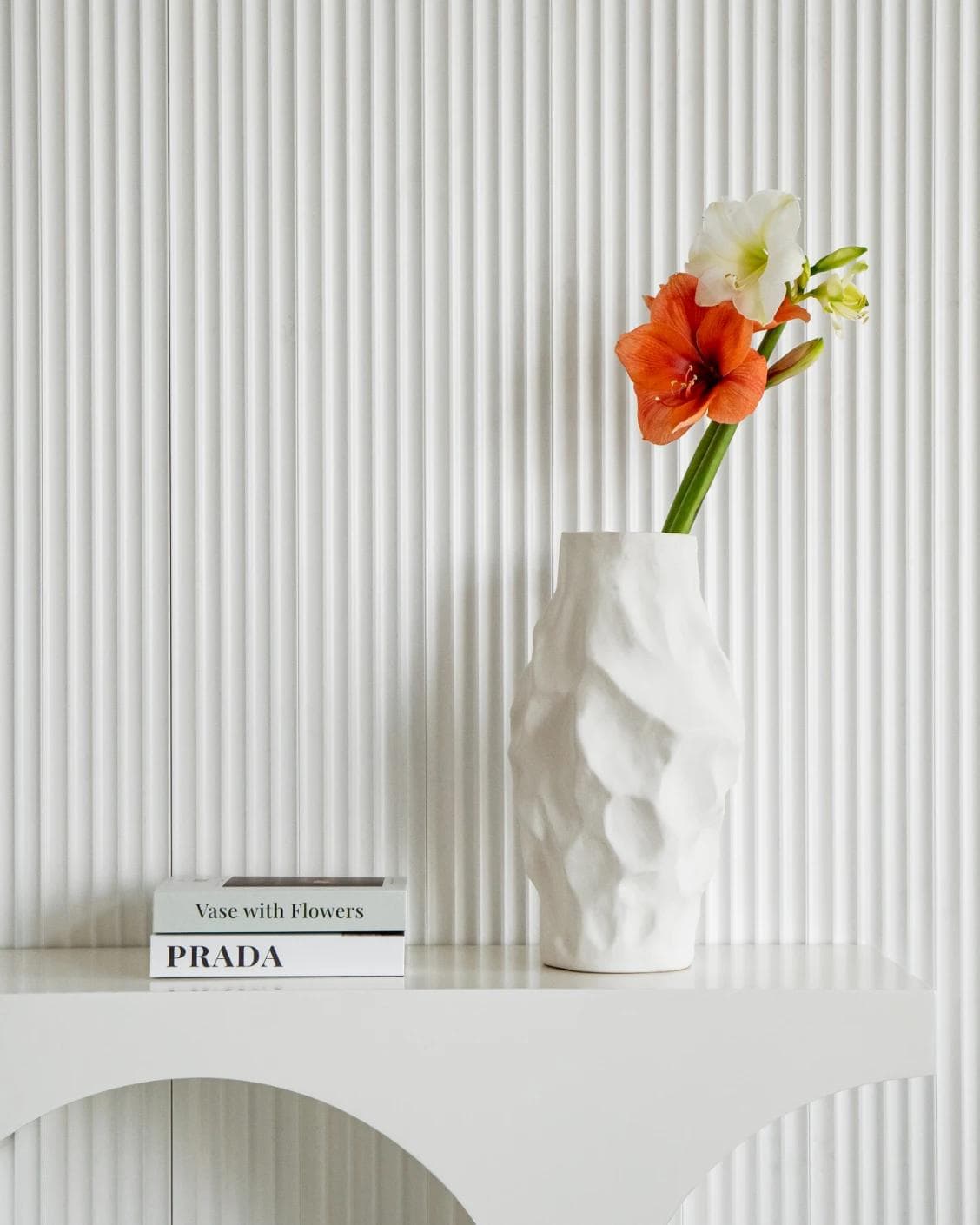 Cora Arneson vases in white, shown in a lifestyle front view as image 2