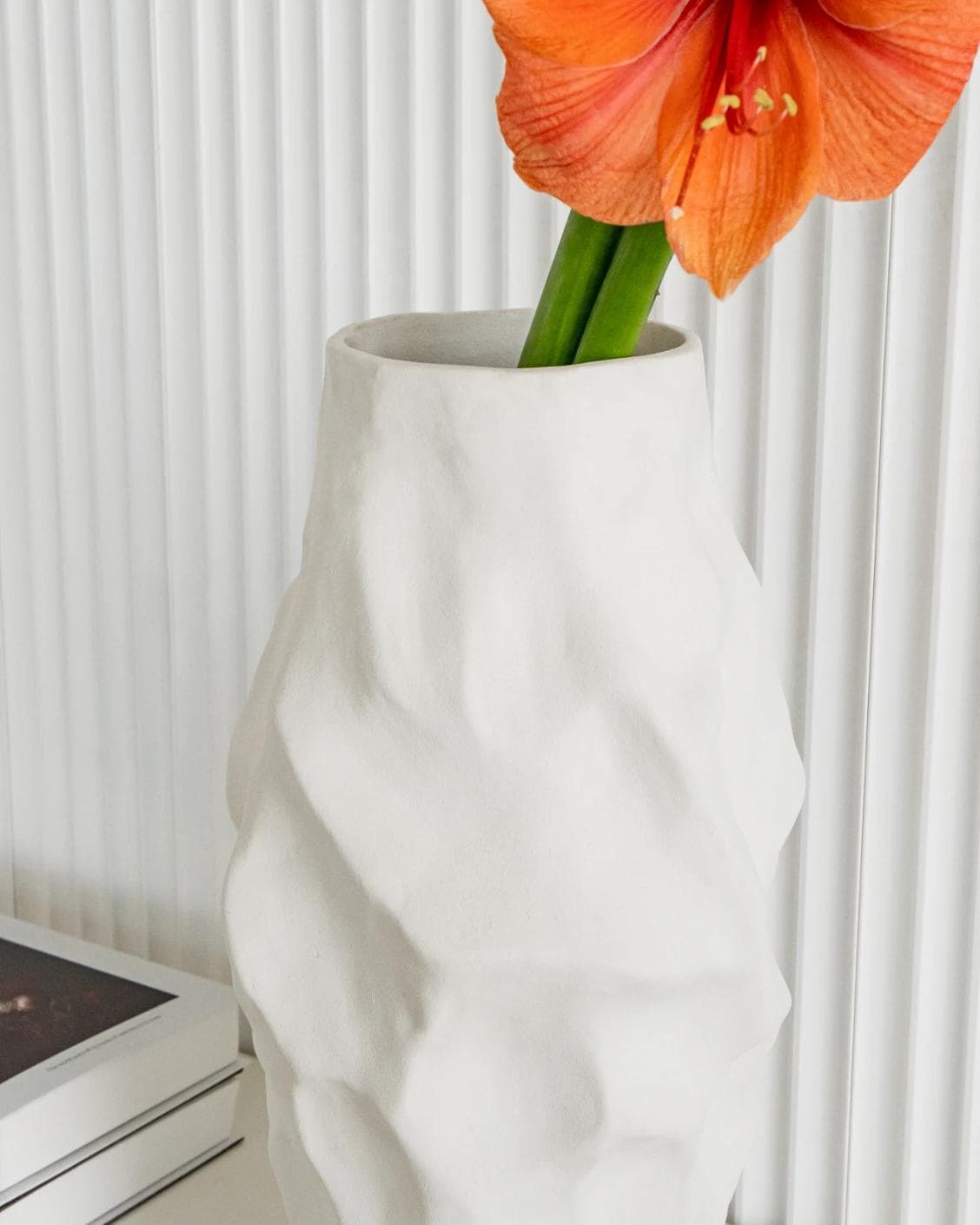 Cora Arneson vases in white, shown in a lifestyle right view as image 6