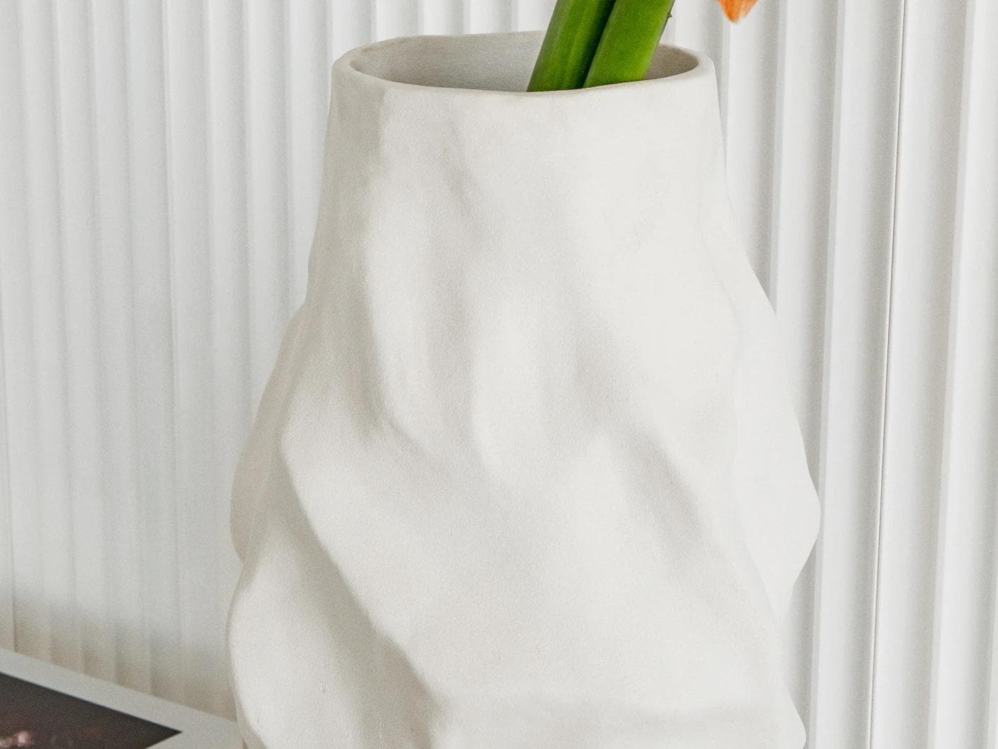 Cora Arneson vases in white, shown in a lifestyle right view as image 6