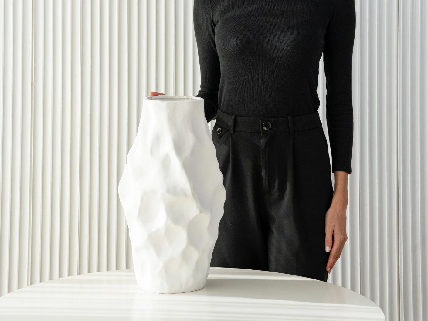 Cora Arneson vases in white, shown in a product front view as image 3