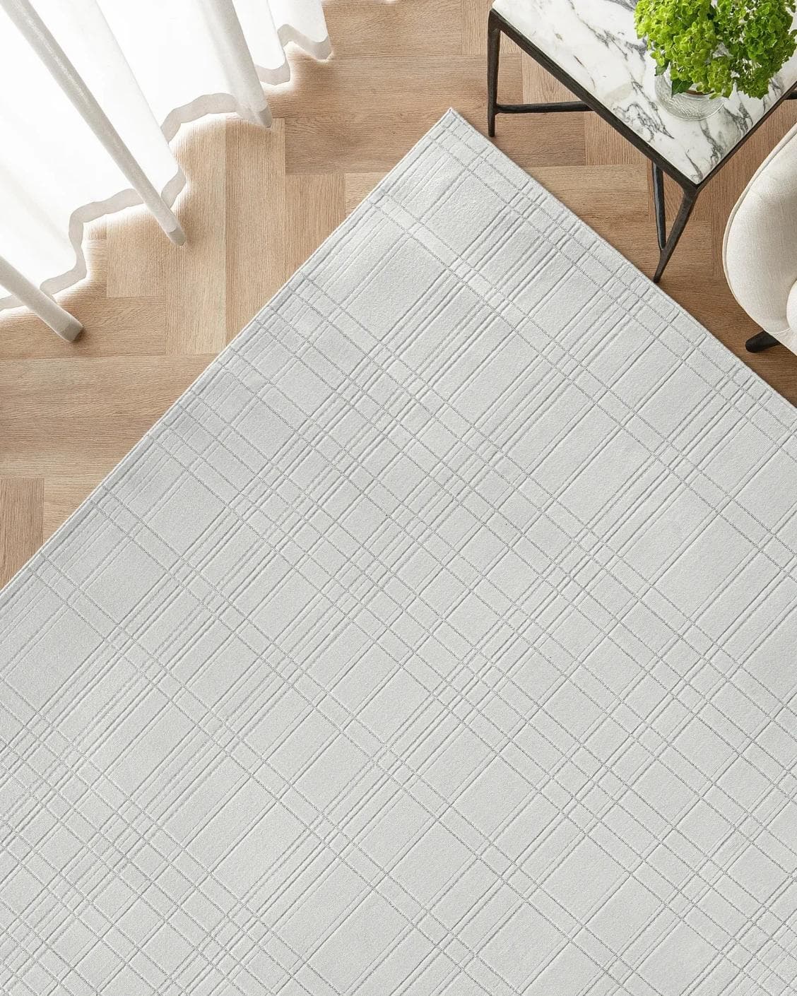 Corvin Sandy carpet in ivory and grey, shown in a product top view as image 2