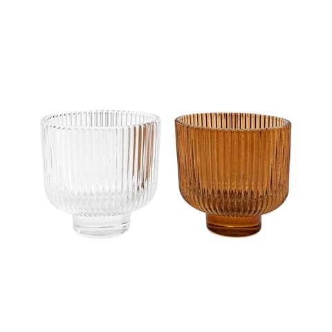 Crista Bundle candle holders in brown and translucent, shown in a product front view as image 1