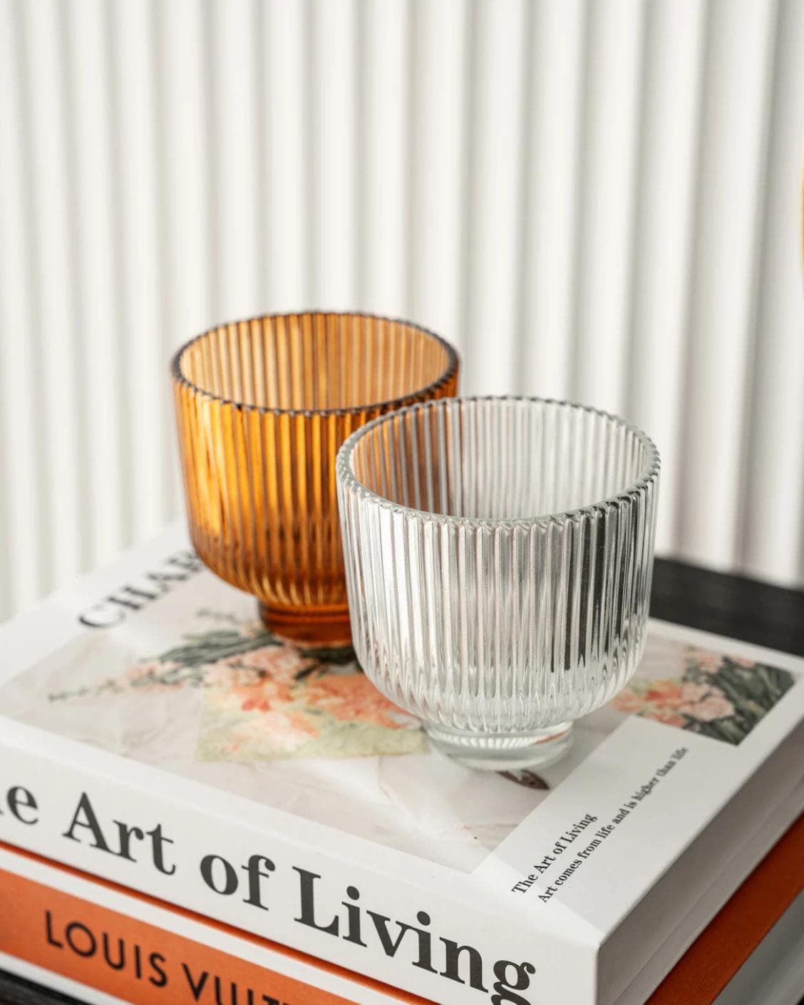 Crista Bundle vases in brown and translucent, shown in a lifestyle top view as image 6