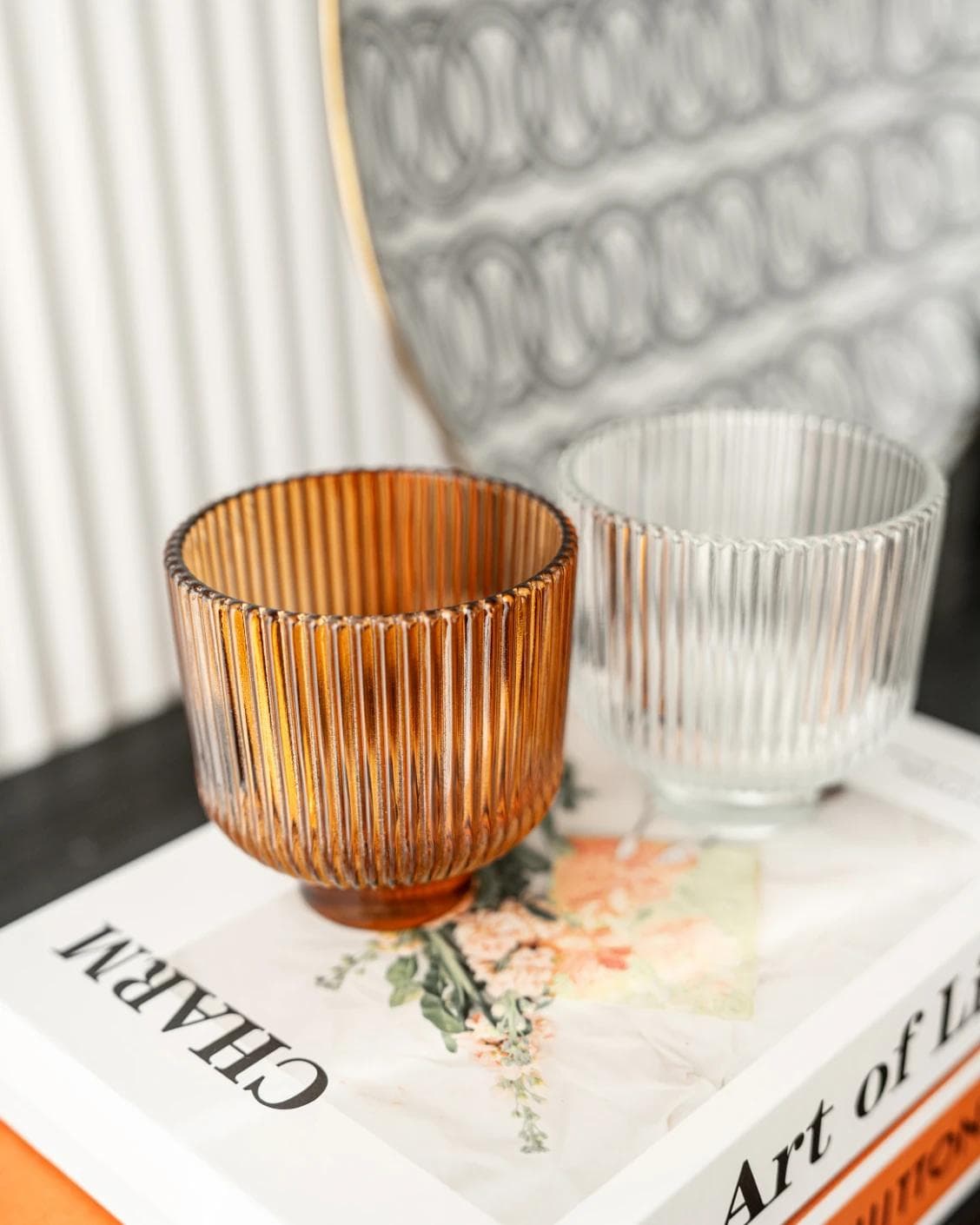 Crista Bundle vases in brown and translucent, shown in a lifestyle top view as image 7