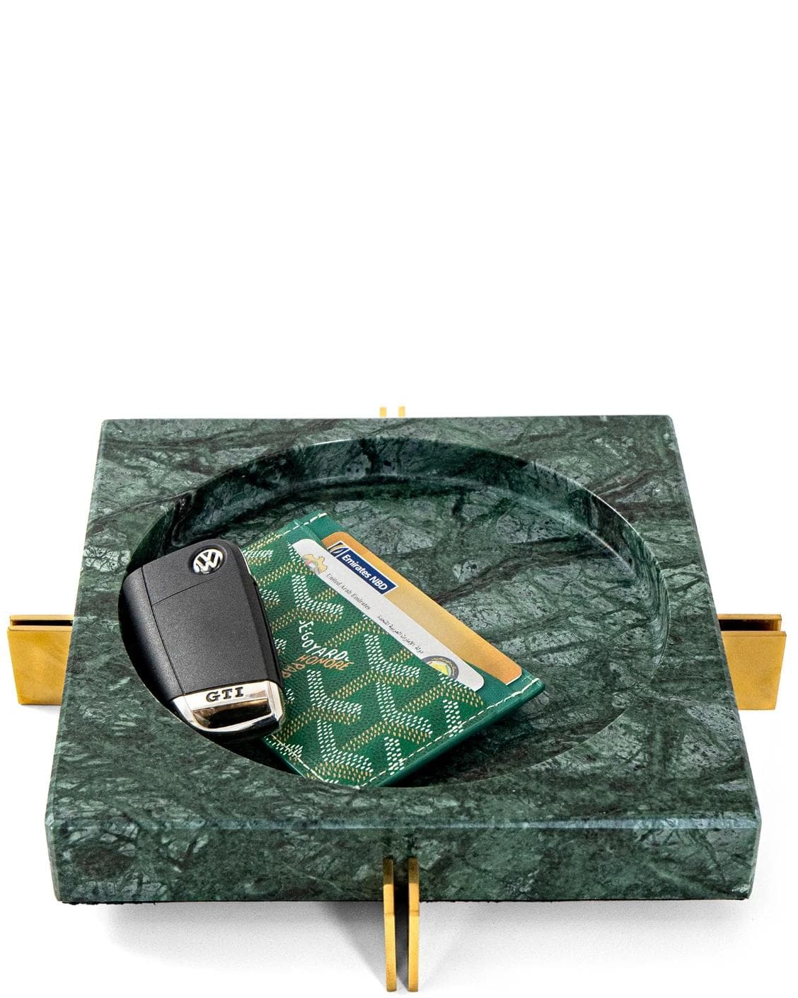 Dennis Bandiagara II trays in green and gold, shown in a lifestyle top view as image 7