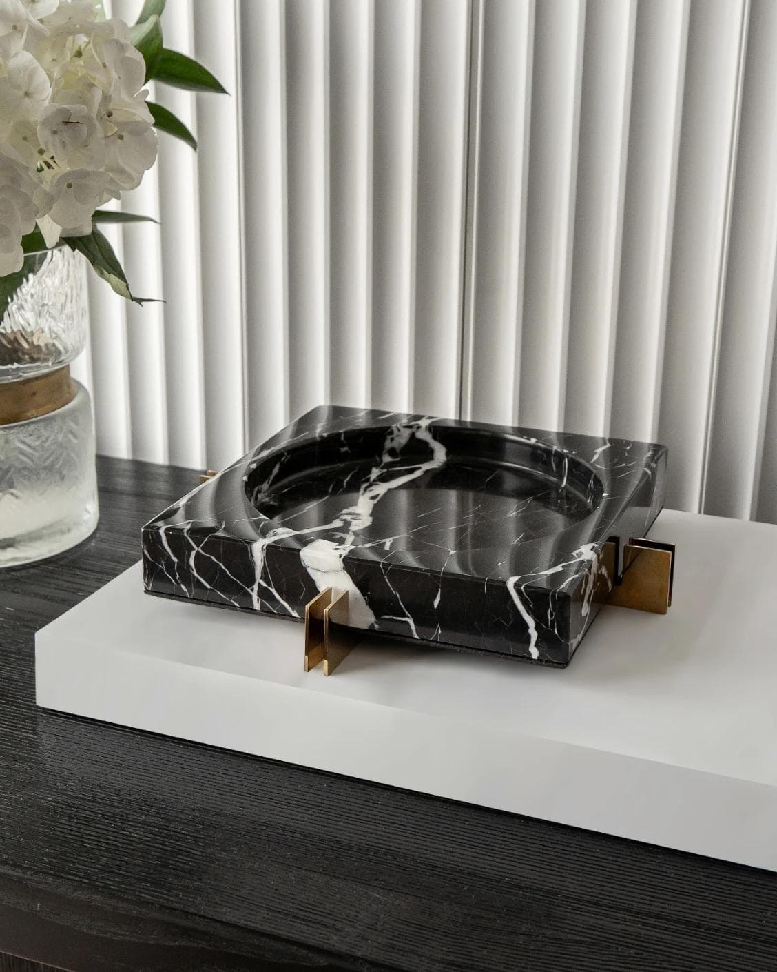 Dennis Bandiagara III trays in black and gold, shown in a lifestyle right view as image 2