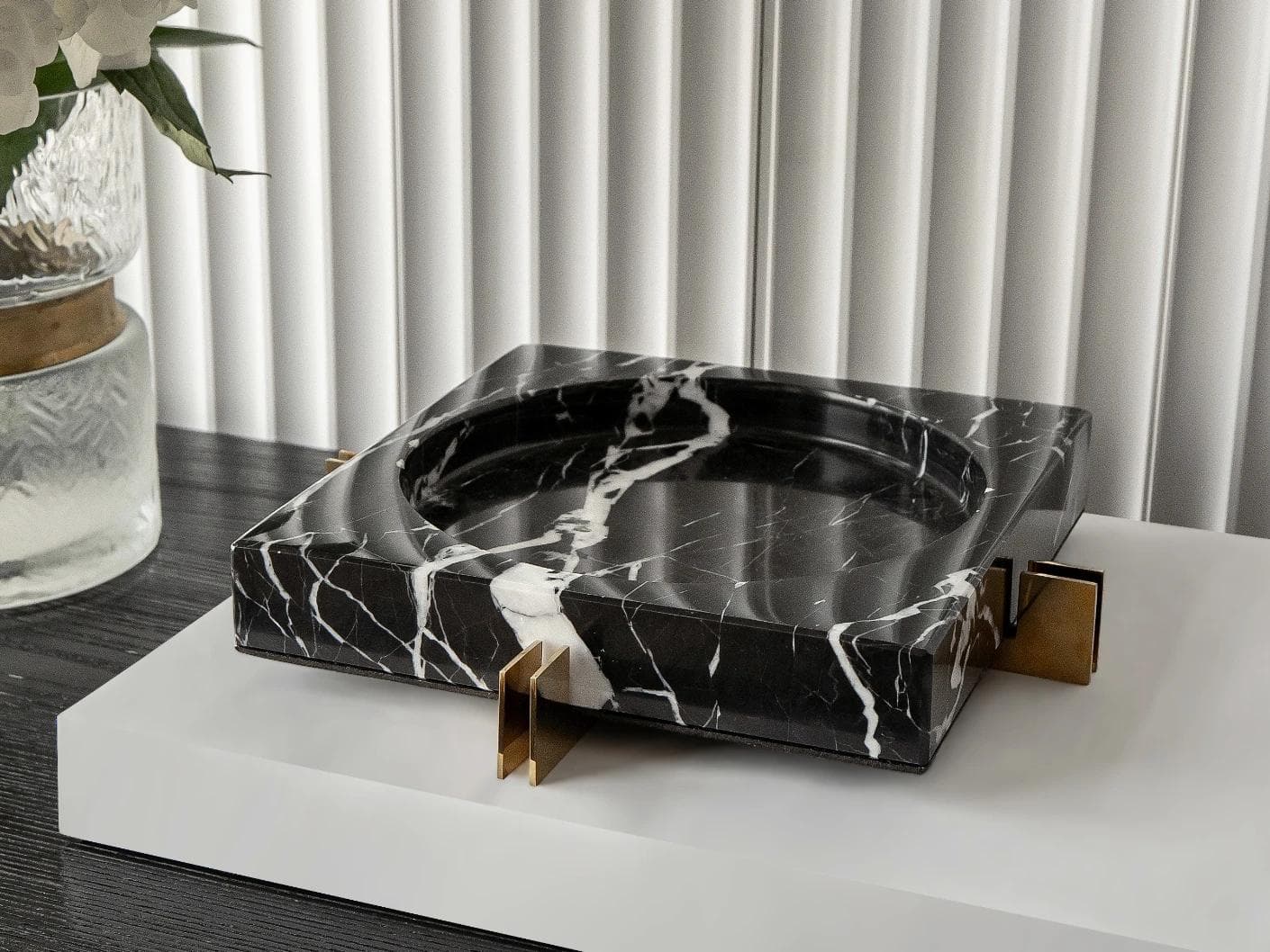 Dennis Bandiagara III trays in black and gold, shown in a lifestyle right view as image 2