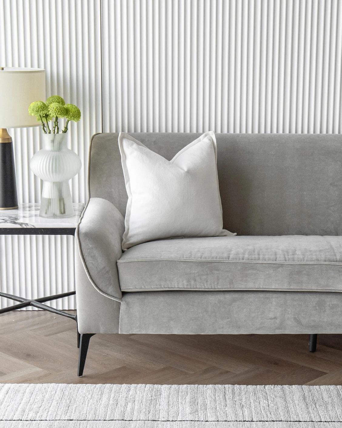 Dorothy Bianca cushion in white, shown in a lifestyle front view as image 4