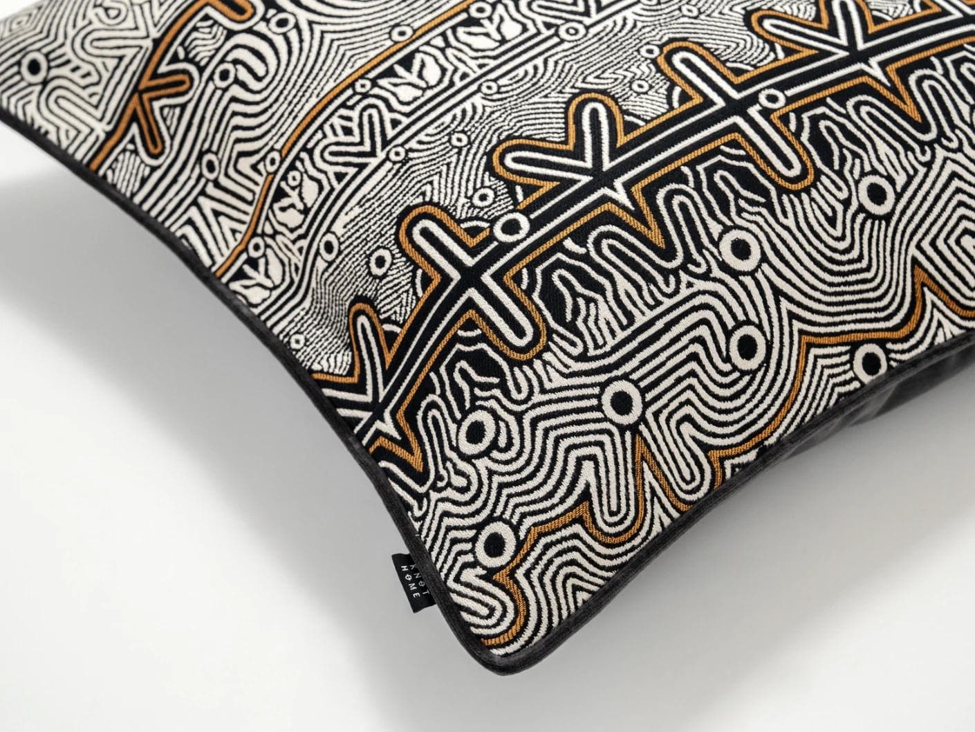 Edda Hodler cushion in black and silver, shown in a product top view as image 3