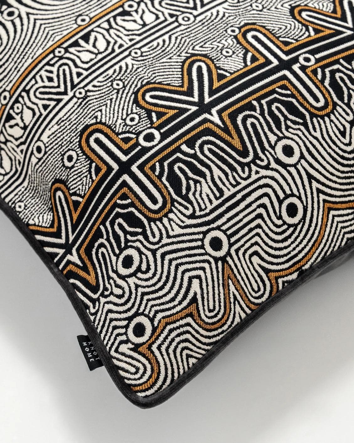 Edda Hodler cushion in black and silver, shown in a product top view as image 3
