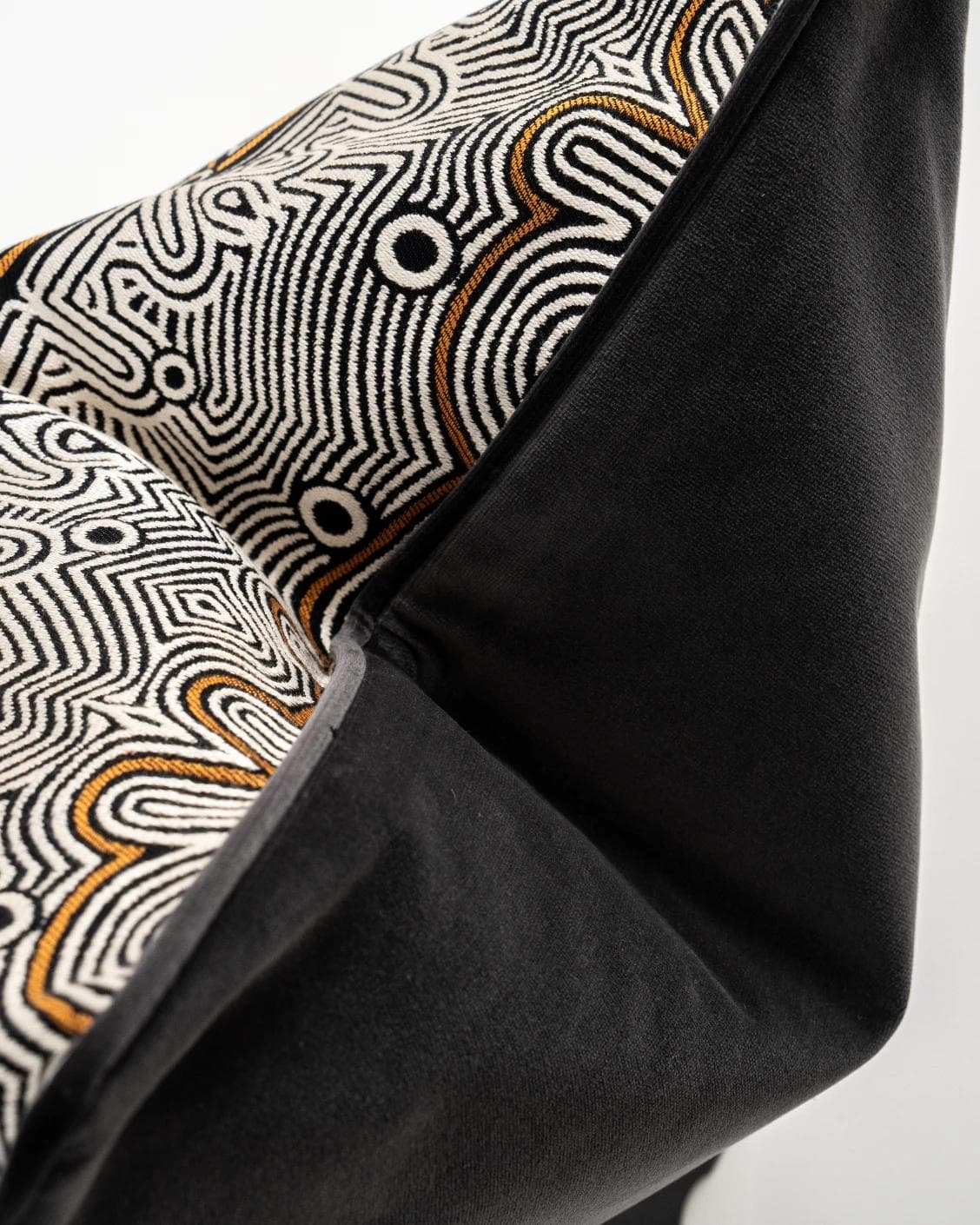 Edda Hodler cushion in black and silver, shown in a product top view as image 2