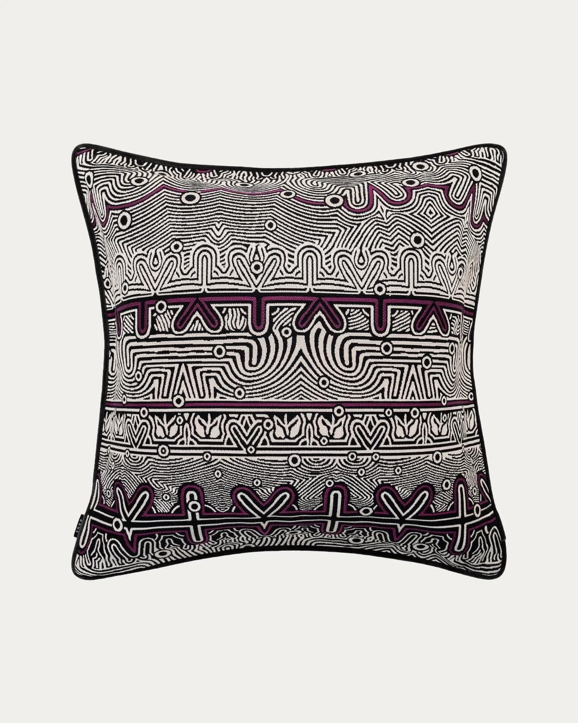Edda Mauve cushion in black and silver, shown in a product front view as image 1