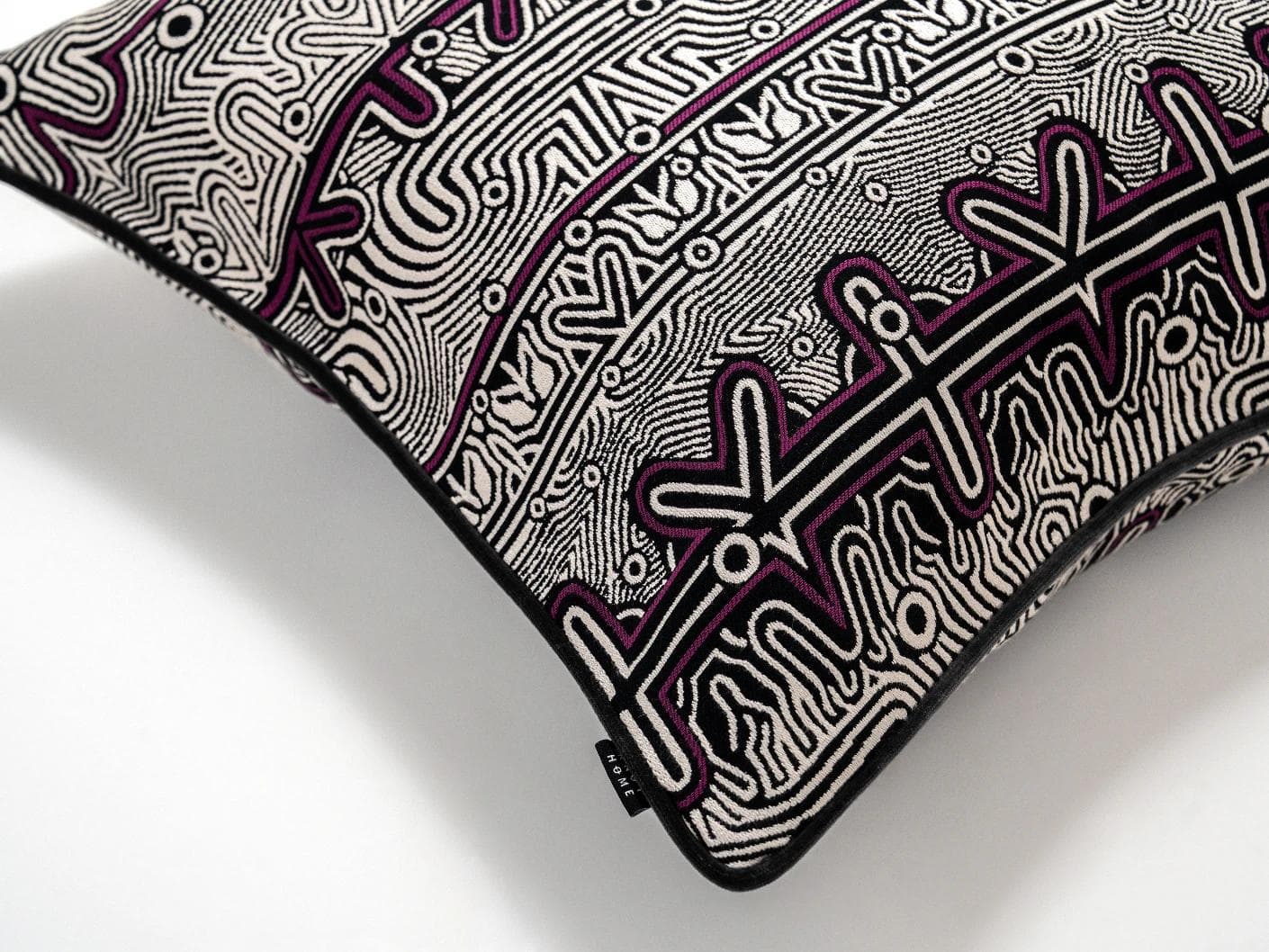 Edda Mauve cushion in black and silver, shown in a product top view as image 3