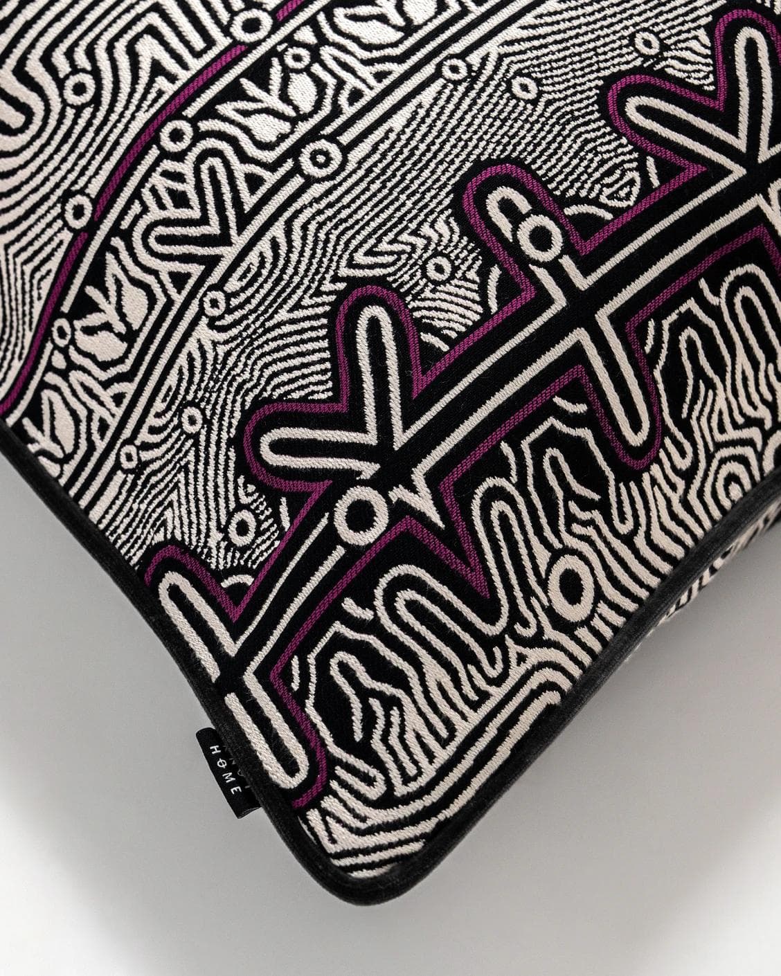 Edda Mauve cushion in black and silver, shown in a product top view as image 3