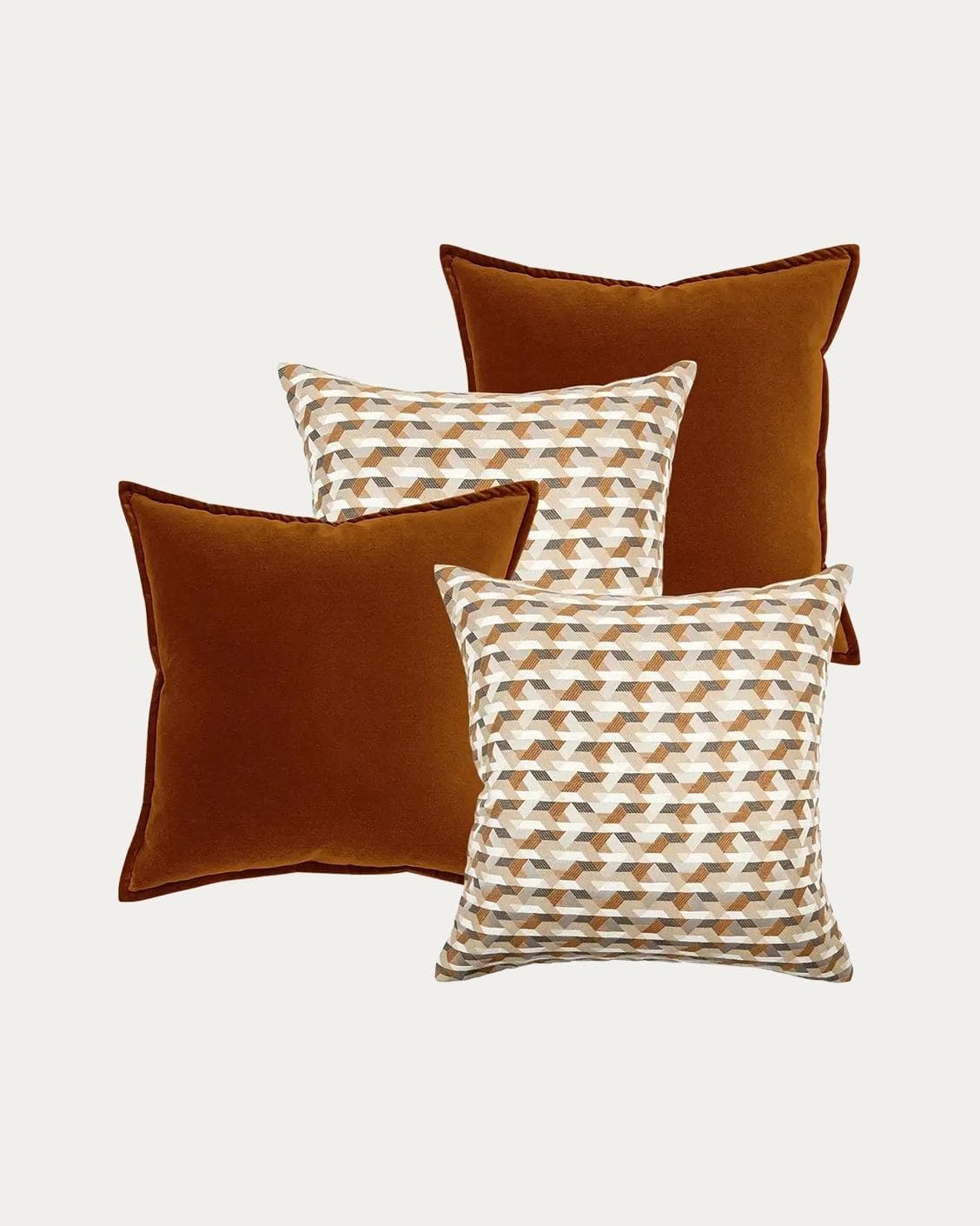 Elda Bundle cushion in rust, orange and beige, shown in a product front view as image 1