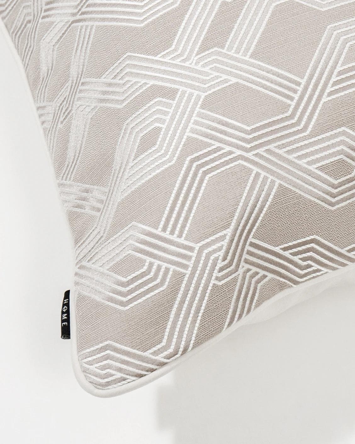 Elena Bianca cushion in beige and white, shown in a product top view as image 10