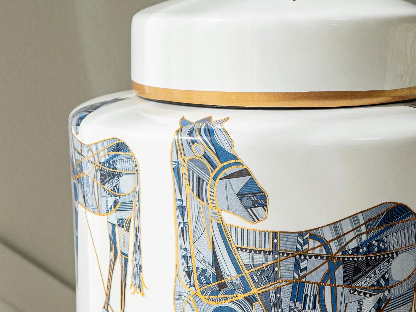Eloisa Arneson II jars in white and blue, shown in a lifestyle close-up top view as image 2