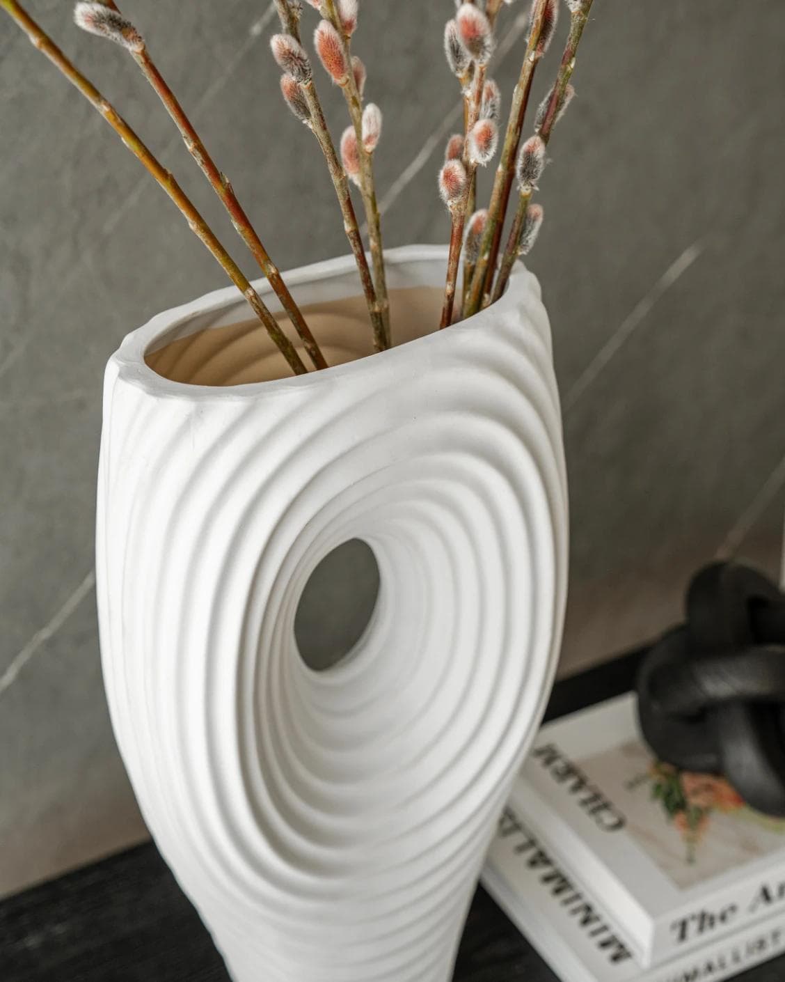 Elvia Arneson vases in white, shown in a lifestyle left view as image 5