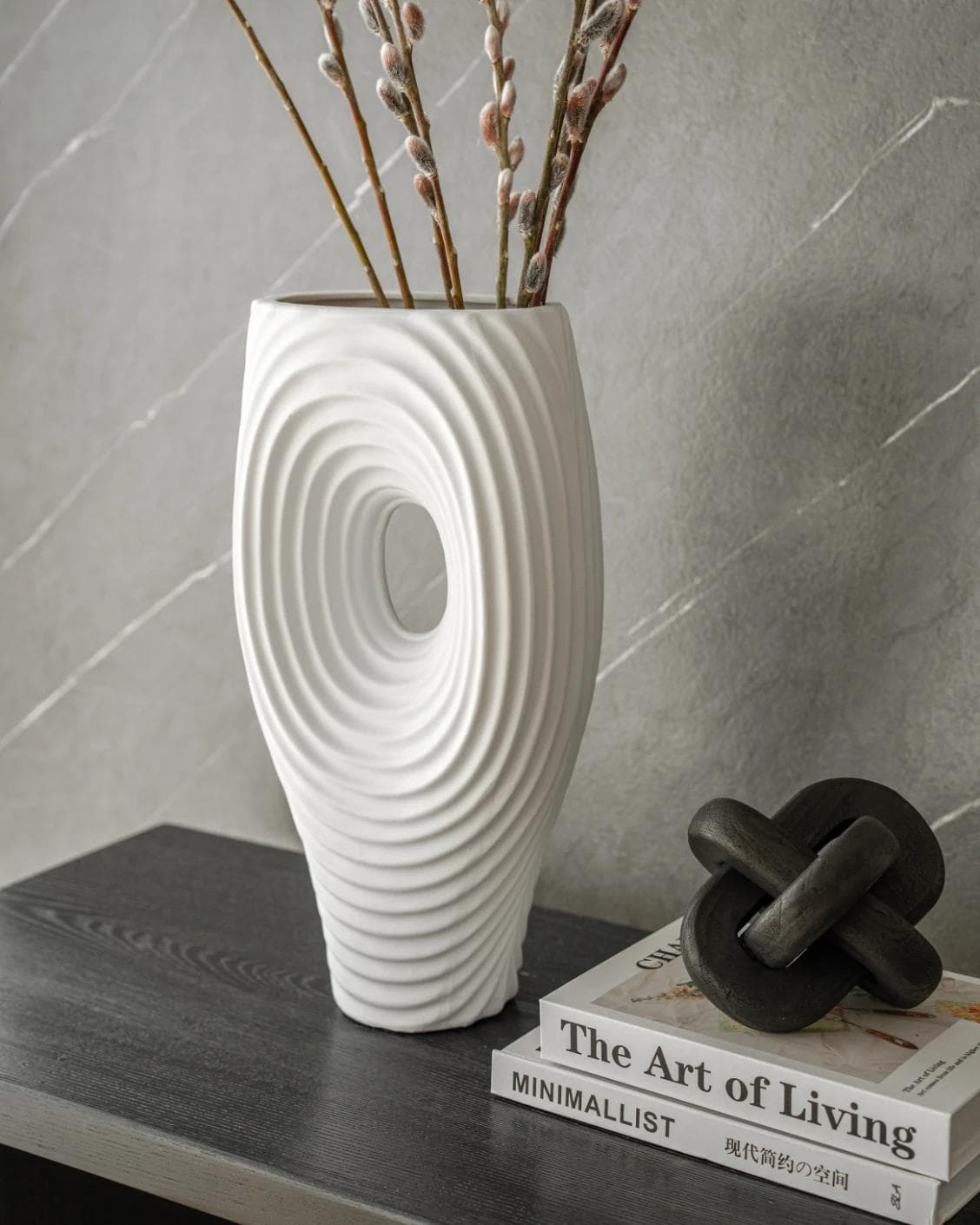 Elvia Arneson vases in white, shown in a product right view as image 12