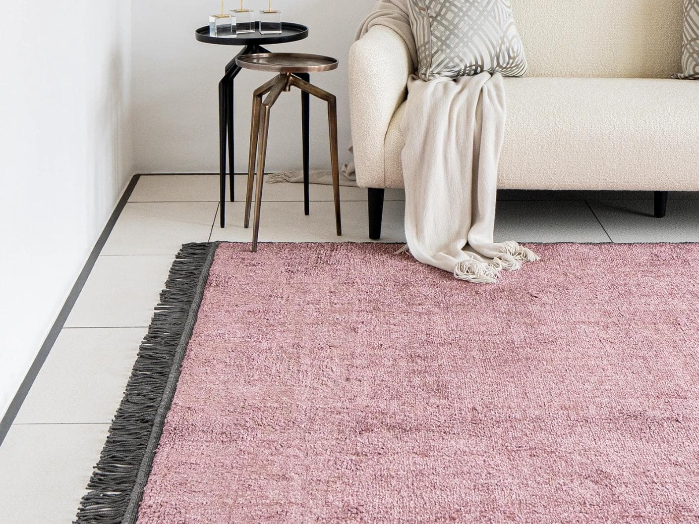 Elyse Rosso carpets in pink, shown in a lifestyle front view as image 1