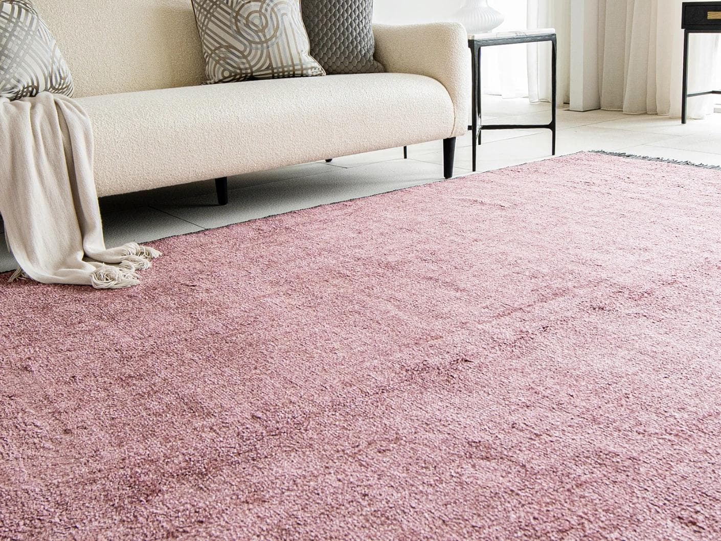 Elyse Rosso carpets in pink, shown in a lifestyle left view as image 3