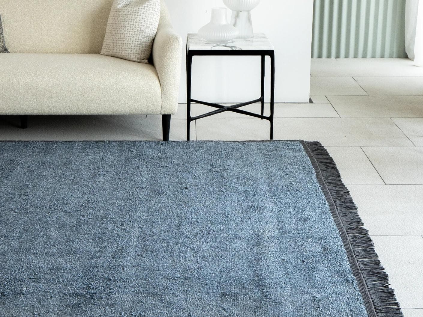 Elyse Sky carpets in blue, shown in a lifestyle front view as image 1