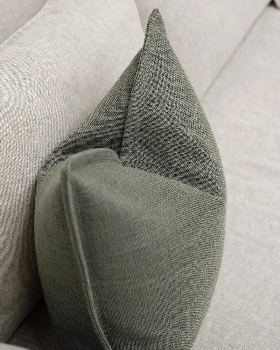 Emmett Olive cushion in green, shown in a product top view as image 8