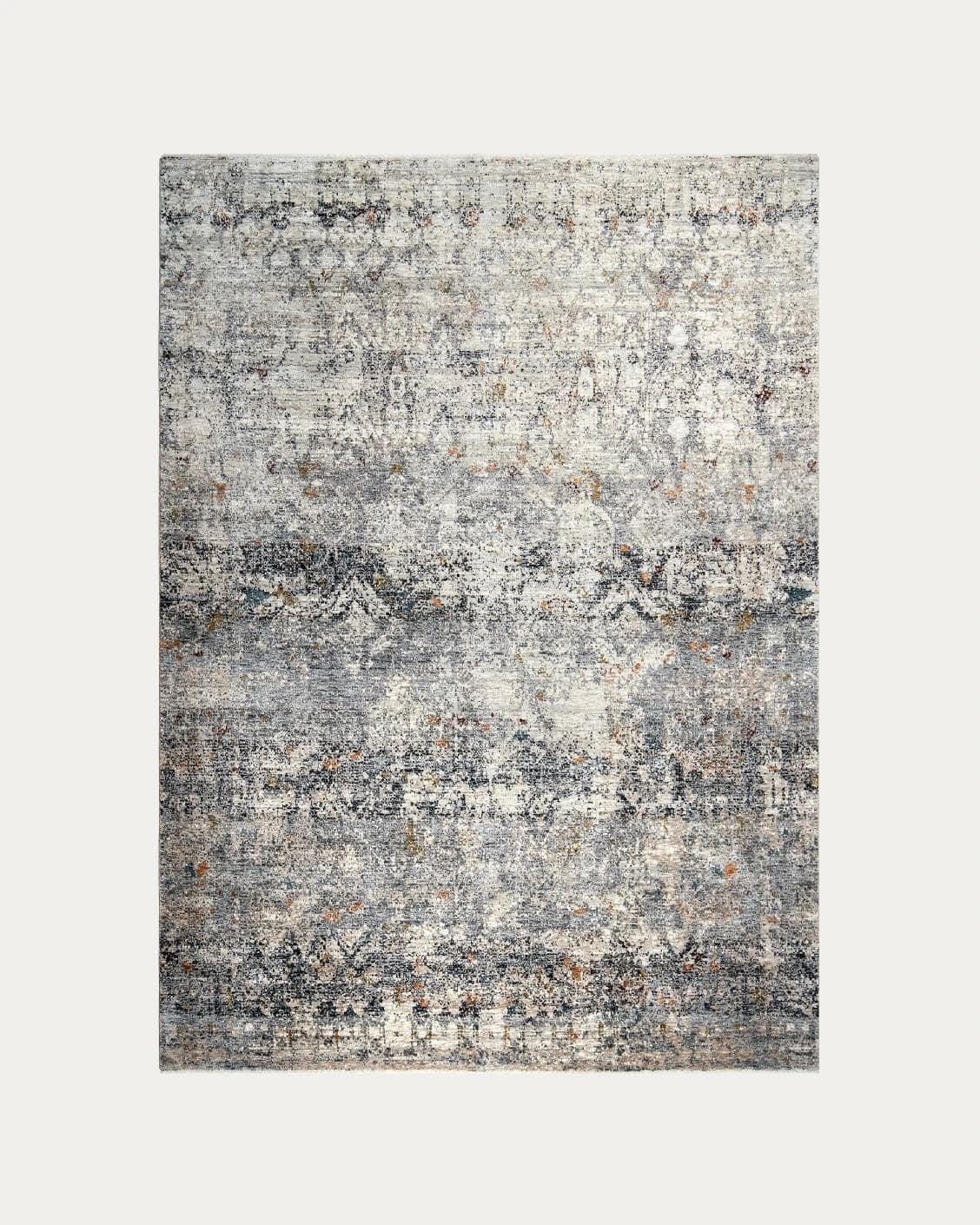Ethan Ashton carpets in grey and beige, shown in a product top view as image 1