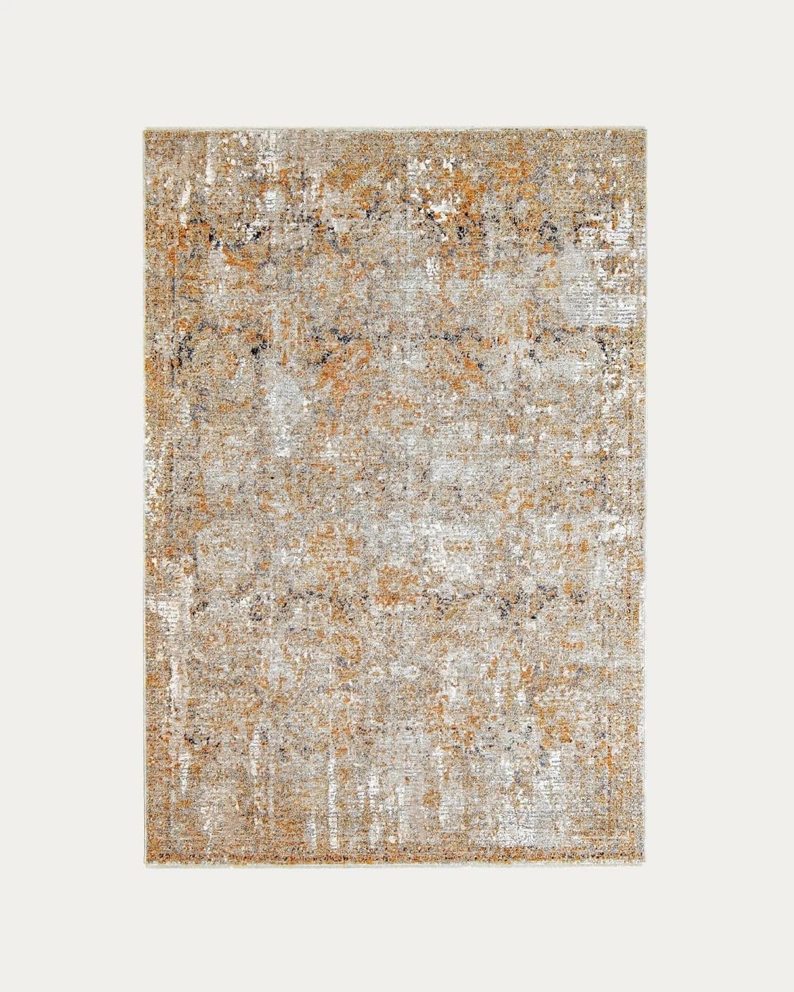 Ethan Goldberg carpets in rust, grey and gold, shown in a product top view as image 1