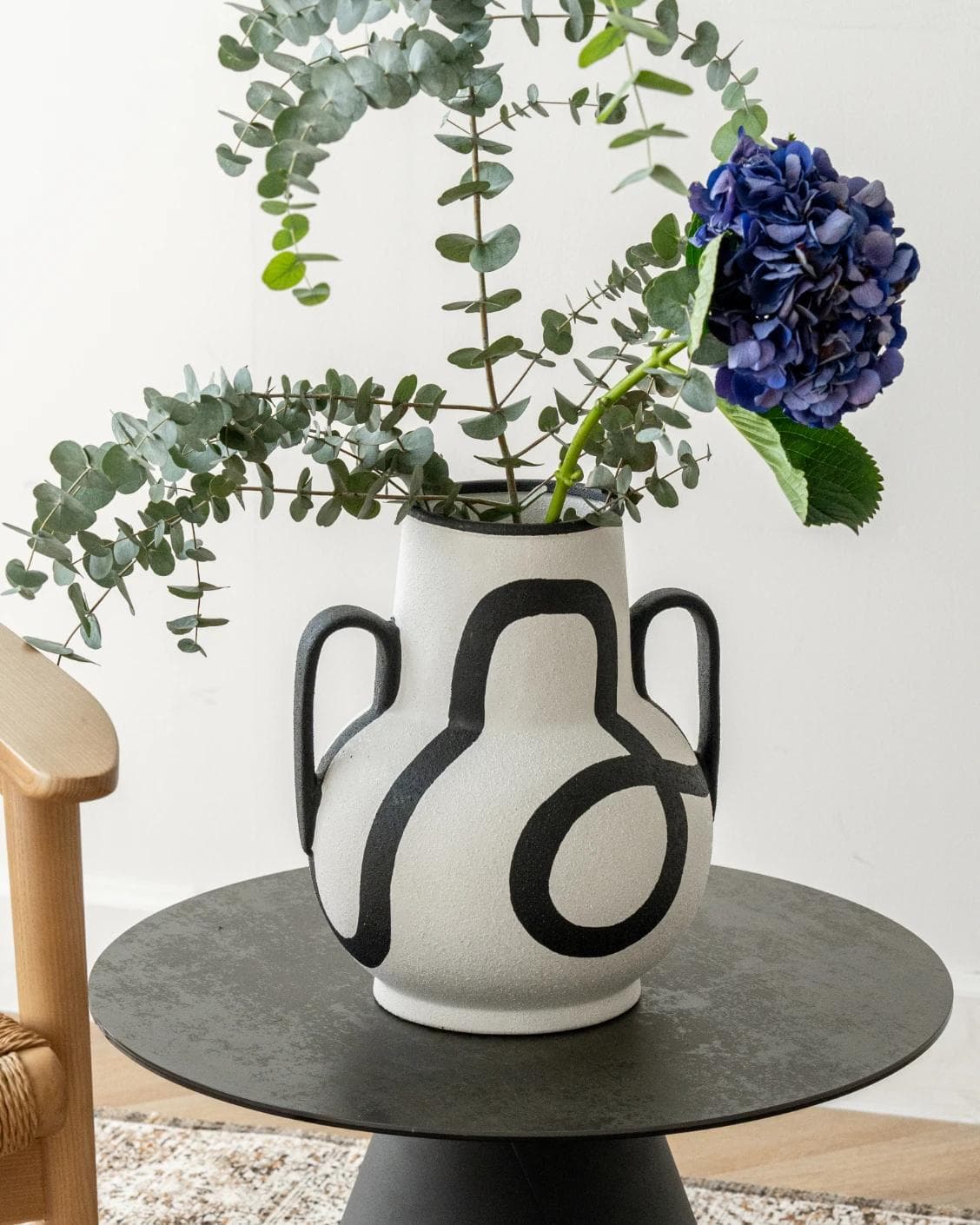 Evelina Arneson vases in black and white, shown in a lifestyle front view as image 5