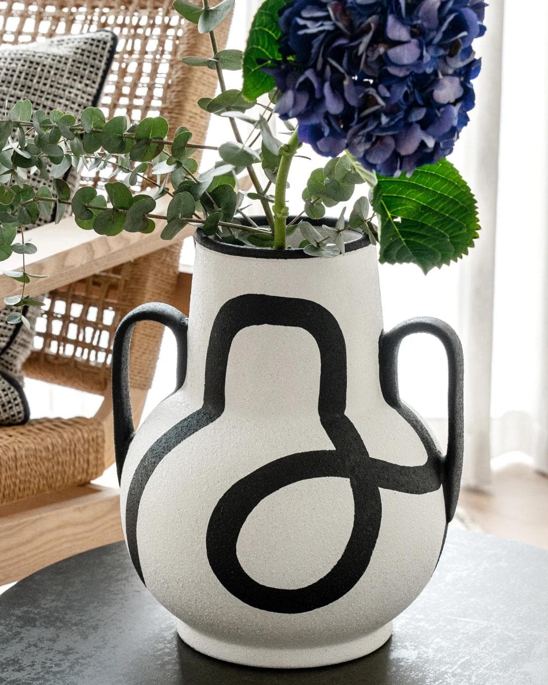 Evelina Arneson vases in black and white, shown in a lifestyle front view as image 6