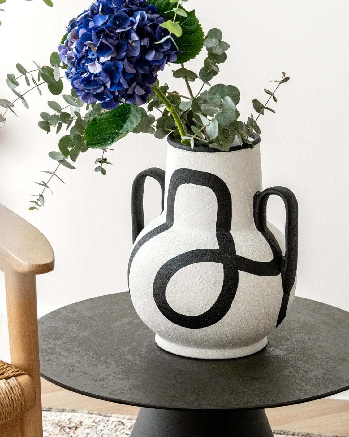 Evelina Arneson vases in black and white, shown in a lifestyle front view as image 7
