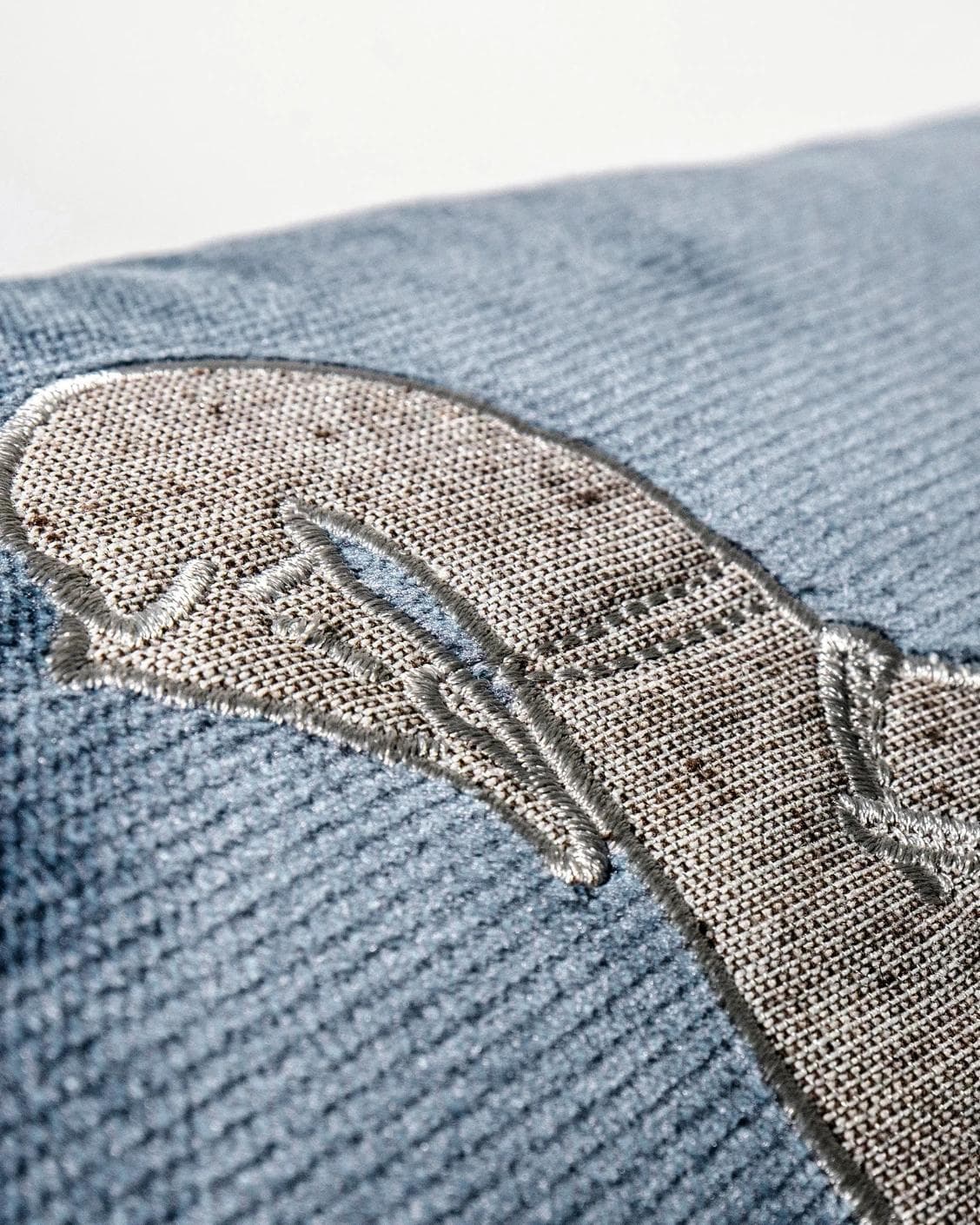 Faaris Matisse cushion in blue and silver, shown in a product close-up as image 6