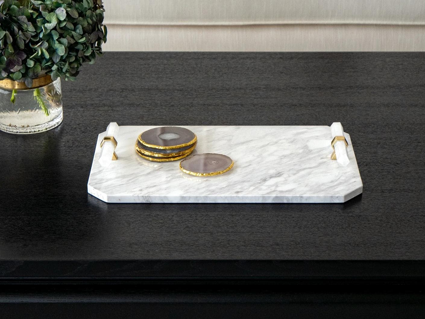 Fabian Bandiagara vases in white and gold, shown in a lifestyle front view as image 4