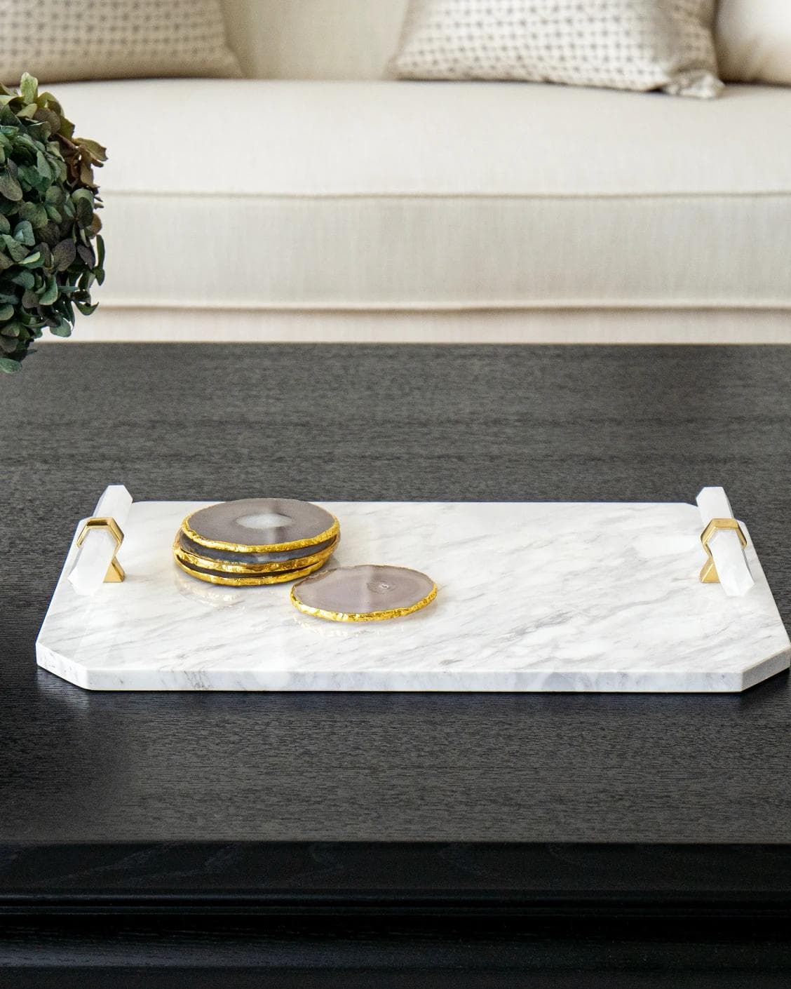 Fabian Bandiagara vases in white and gold, shown in a lifestyle front view as image 5