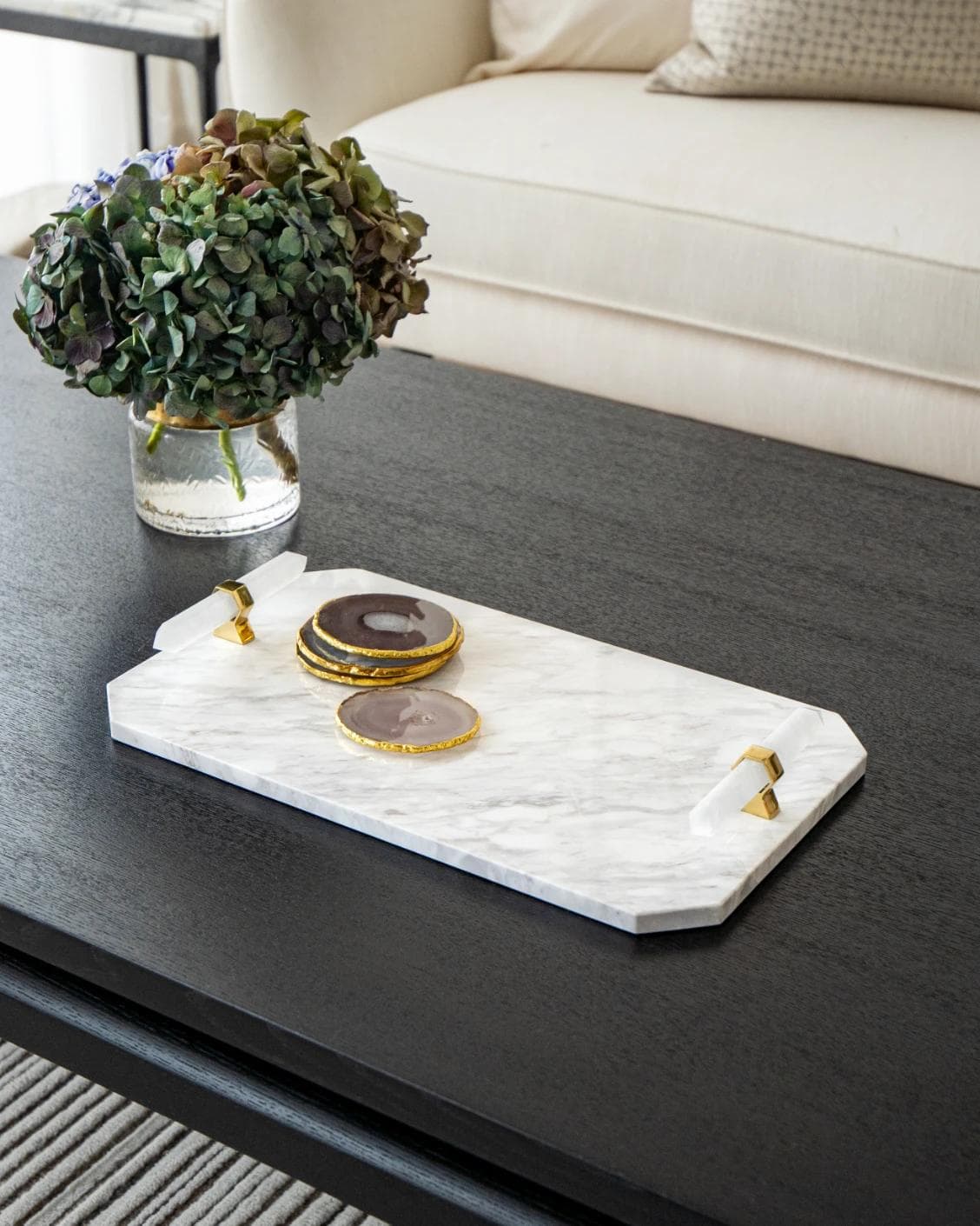 Fabian Bandiagara vases in white and gold, shown in a lifestyle right view as image 2