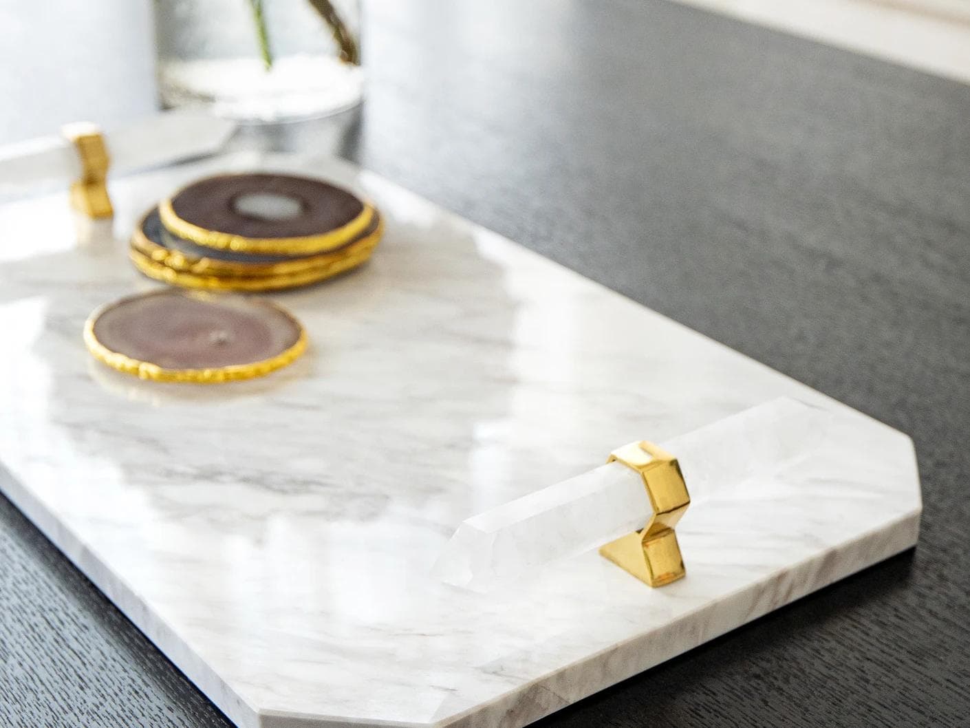 Fabian Bandiagara vases in white and gold, shown in a lifestyle right view as image 6