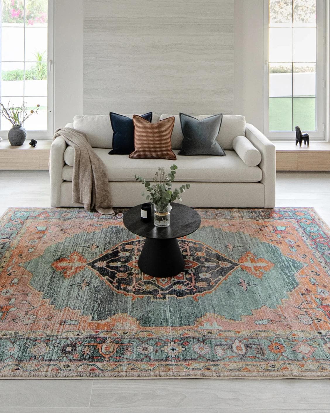Frank Tiger Runners carpet in blue, orange and multicolour, shown in a lifestyle front view as image 5