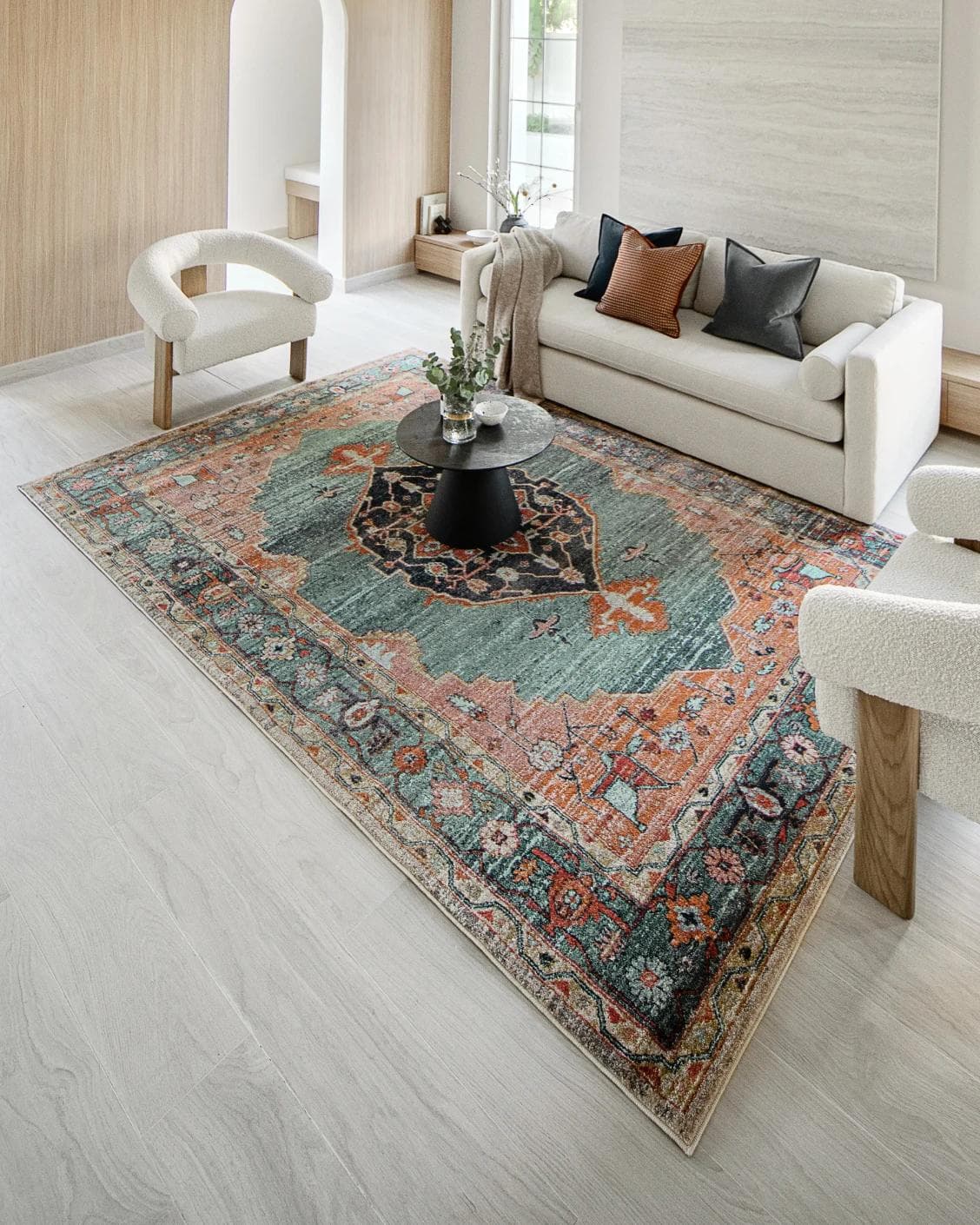 Frank Tiger Runners carpet in blue, orange and multicolour, shown in a lifestyle right view as image 8