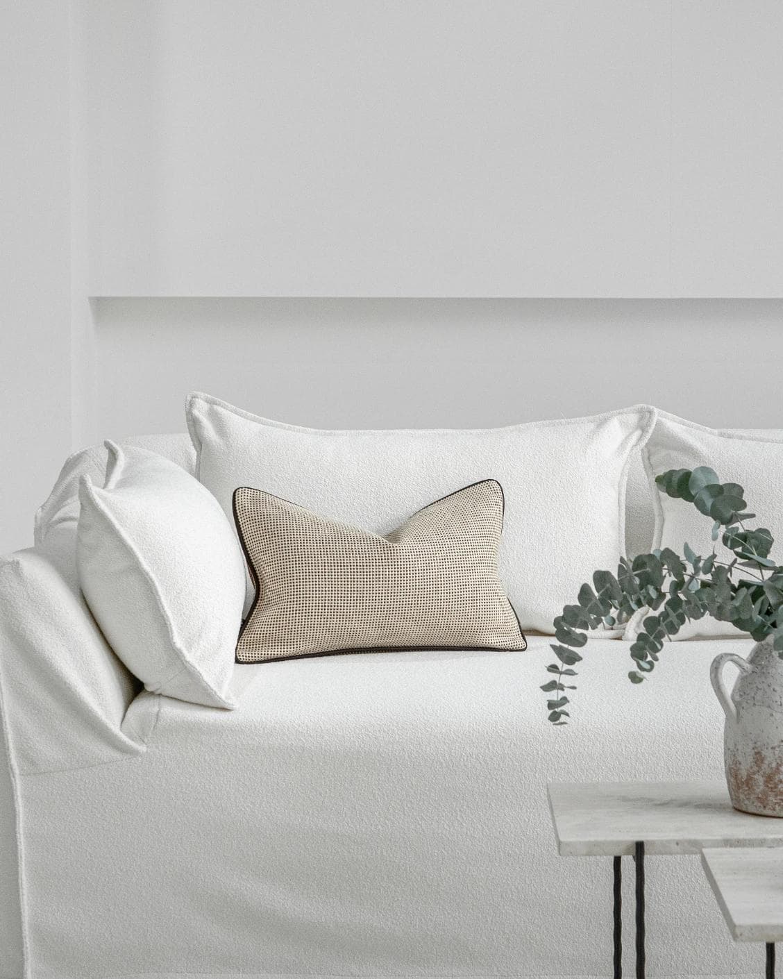 Ginny Laurent II cushion in cream, shown in a lifestyle front view as image 4