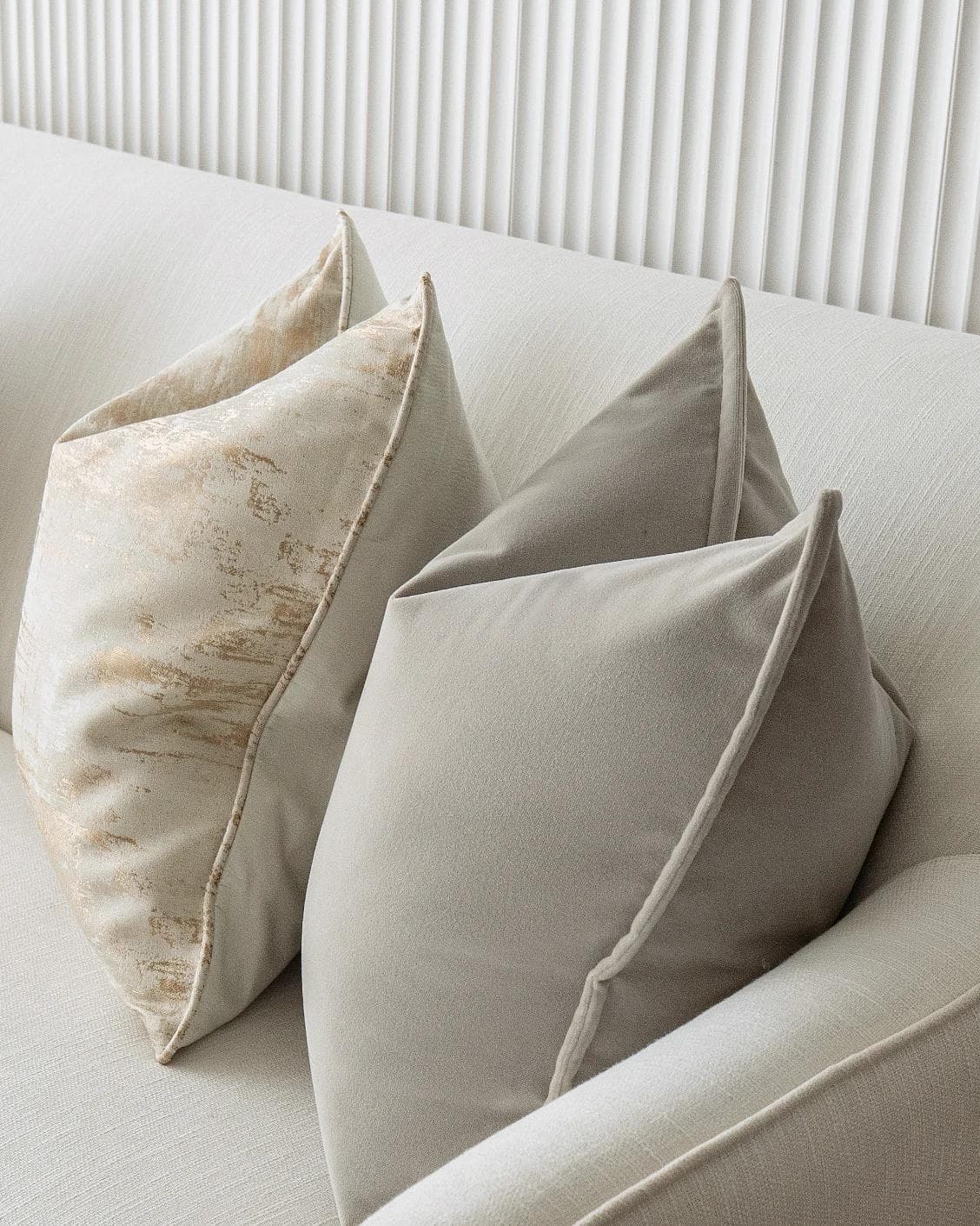 Goldea Bundle cushion in grey, yellow and silver, shown in a product right view as image 12