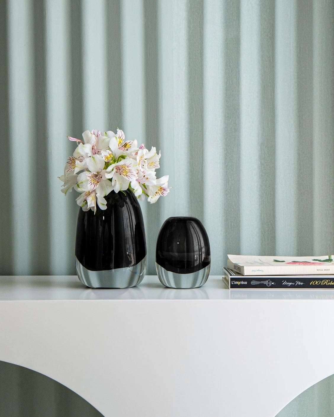 Gracey Storms vases in grey, shown in a lifestyle front view as image 4