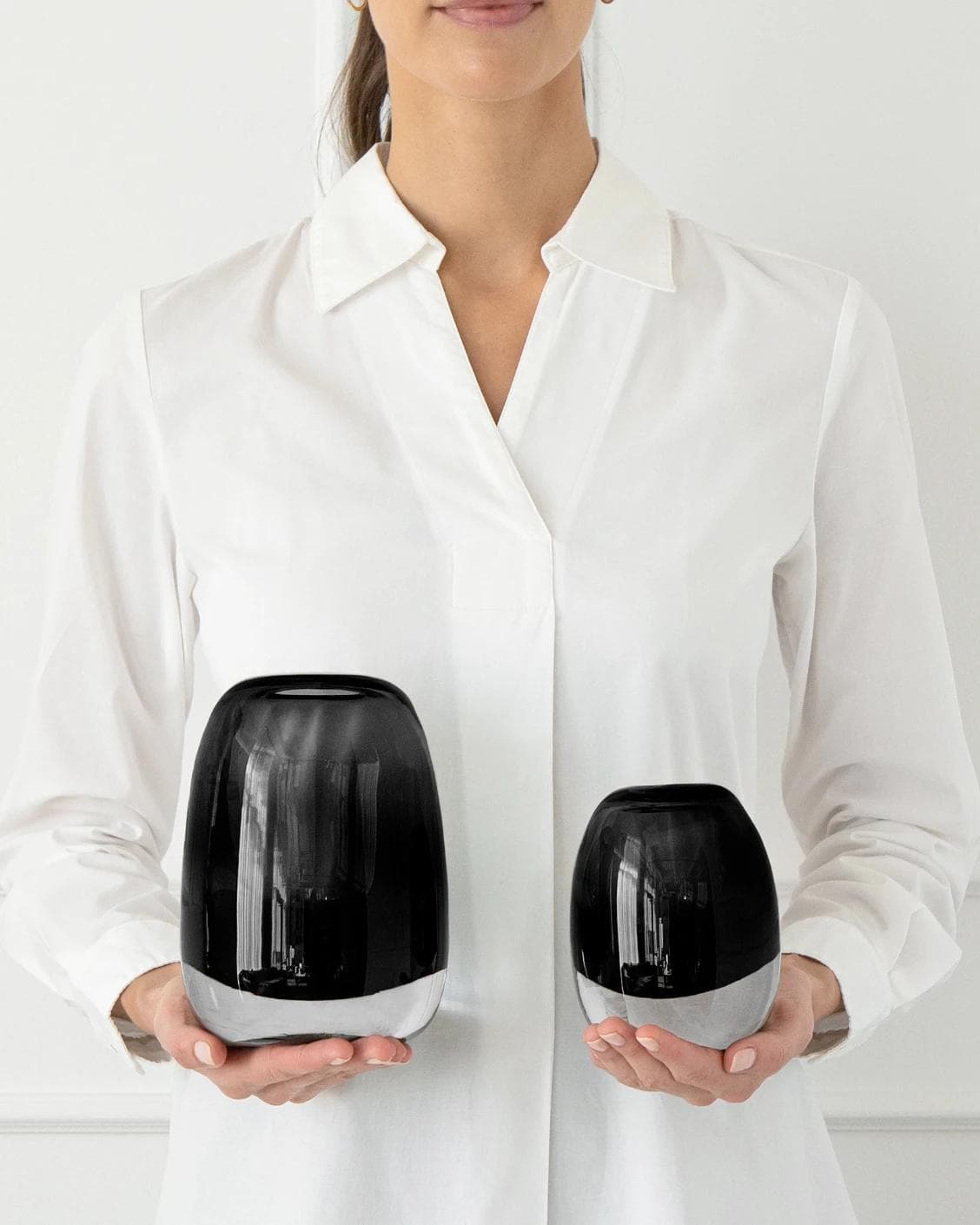 Gracey Storms vases in grey, shown in a product front view as image 6