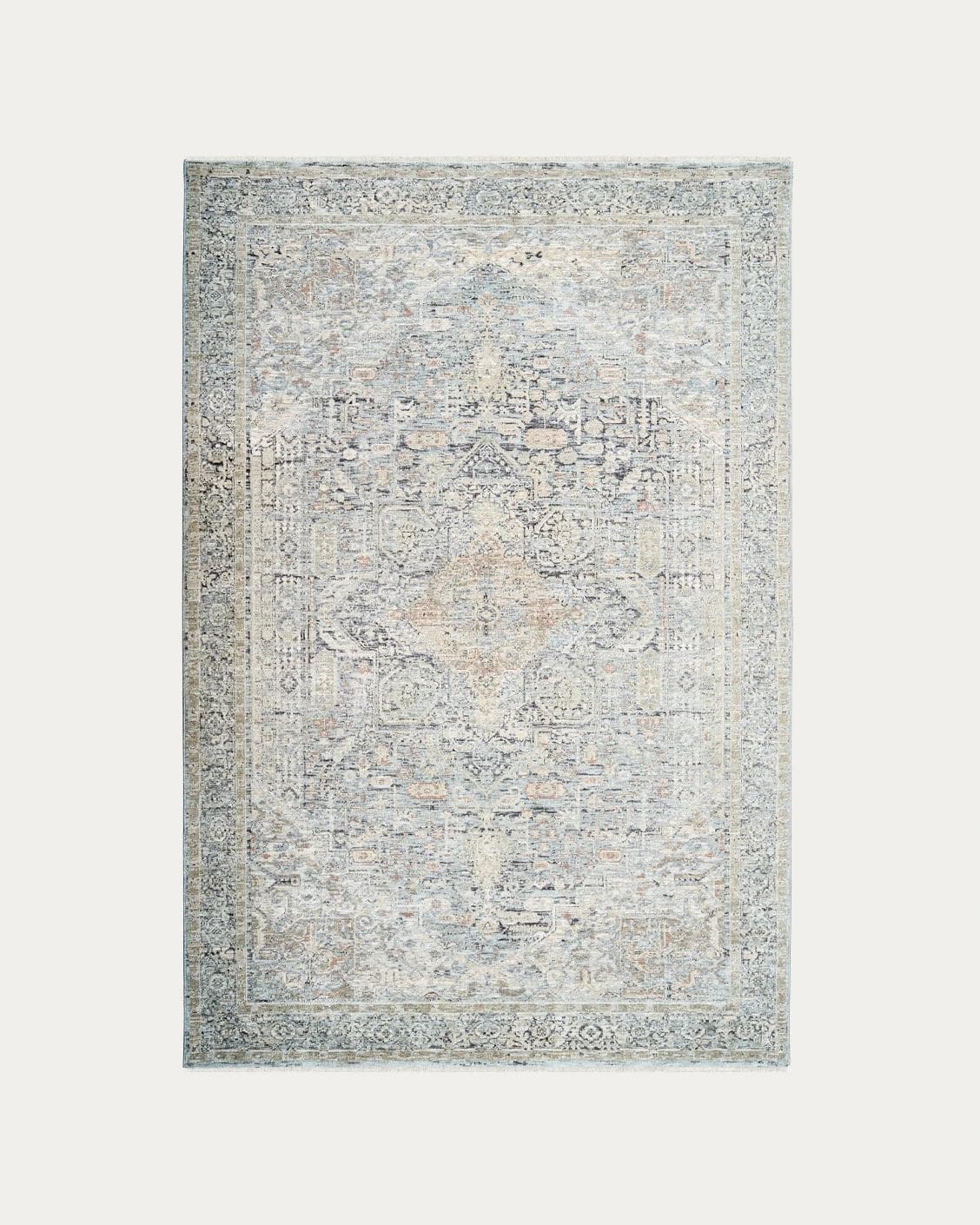 Hana Sky carpets in blue and grey, shown in a product top view as image 1