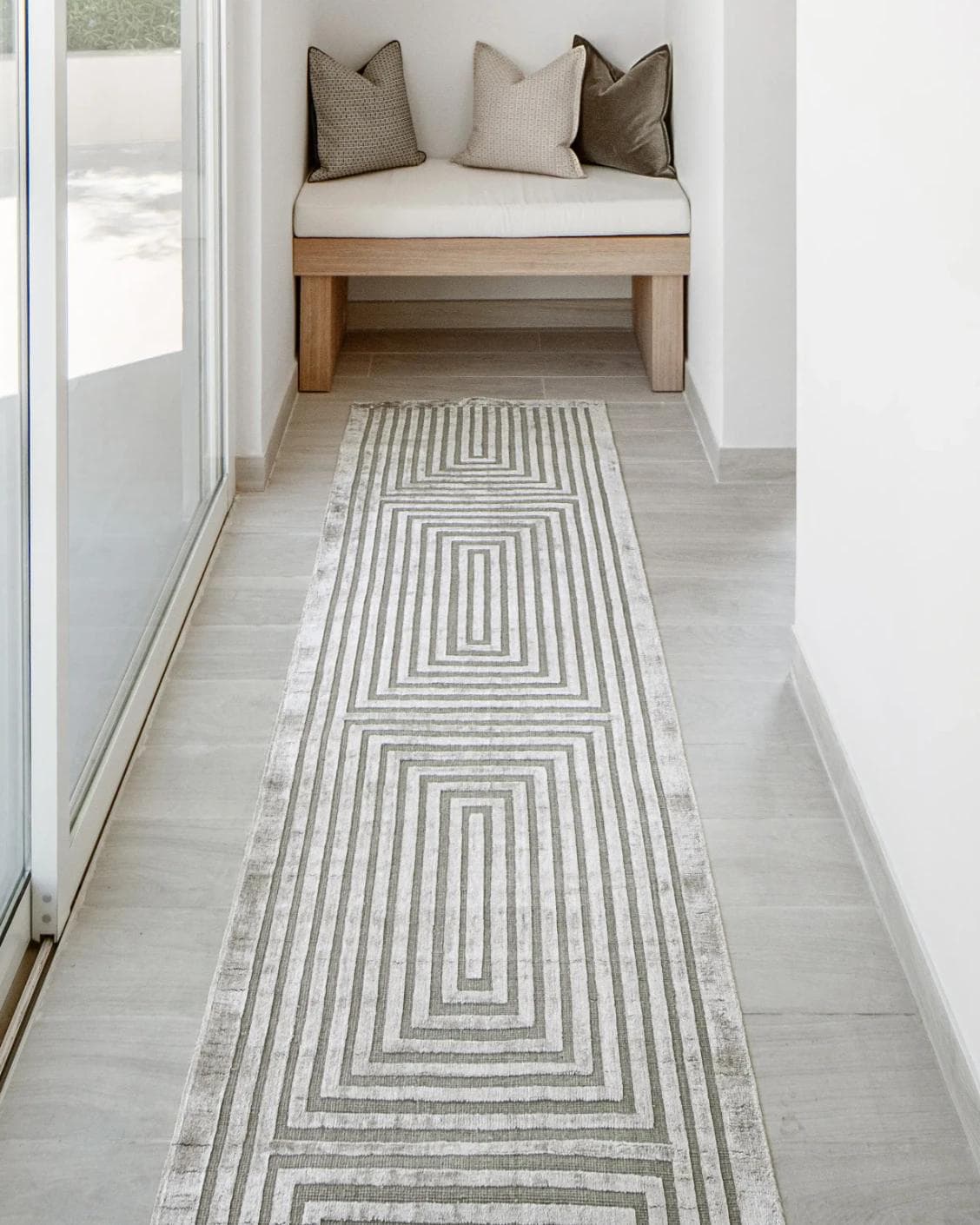 Harf Noon Ashton Runners carpet in grey, shown in a lifestyle front view